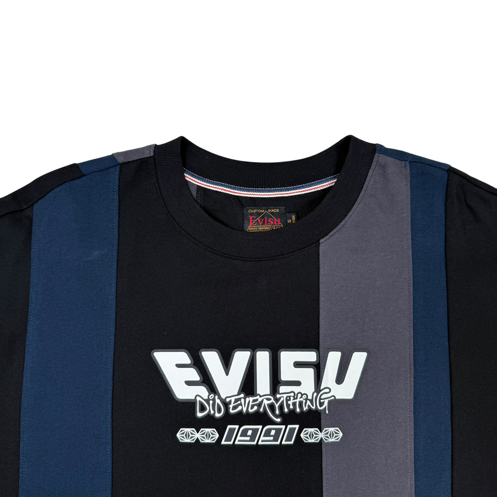 Evisu Deconstructed Playful Godhead Printed Loose Fit T-Shirt Black (Fits L)