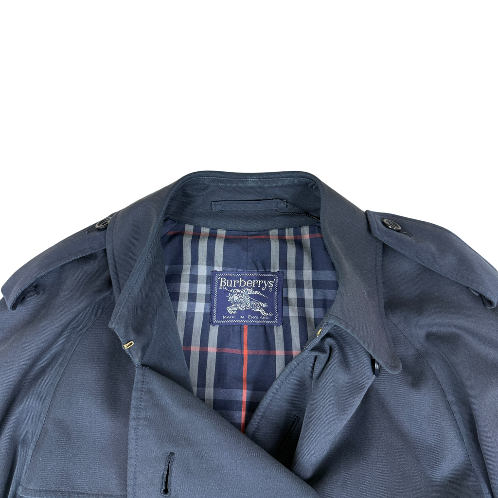 Burberry 90s Lined Trench Coat Navy (Fits M-L)