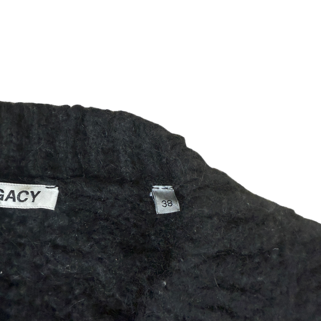 Our Legacy Intact Two Face Cropped Cable Knit Sweatshirt Black (Size 38)