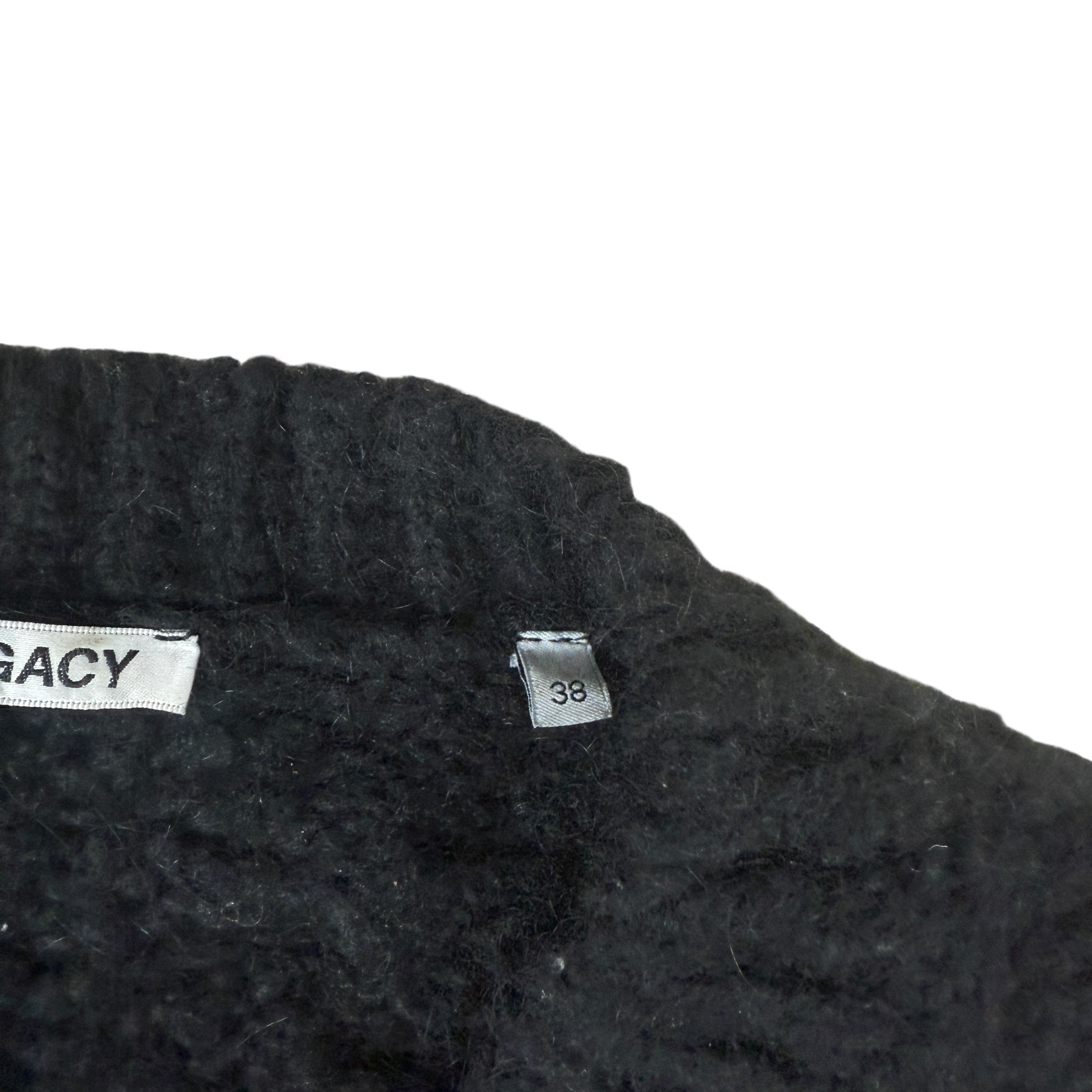 Our Legacy Intact Two Face Cropped Cable Knit Sweatshirt Black (Size 38)