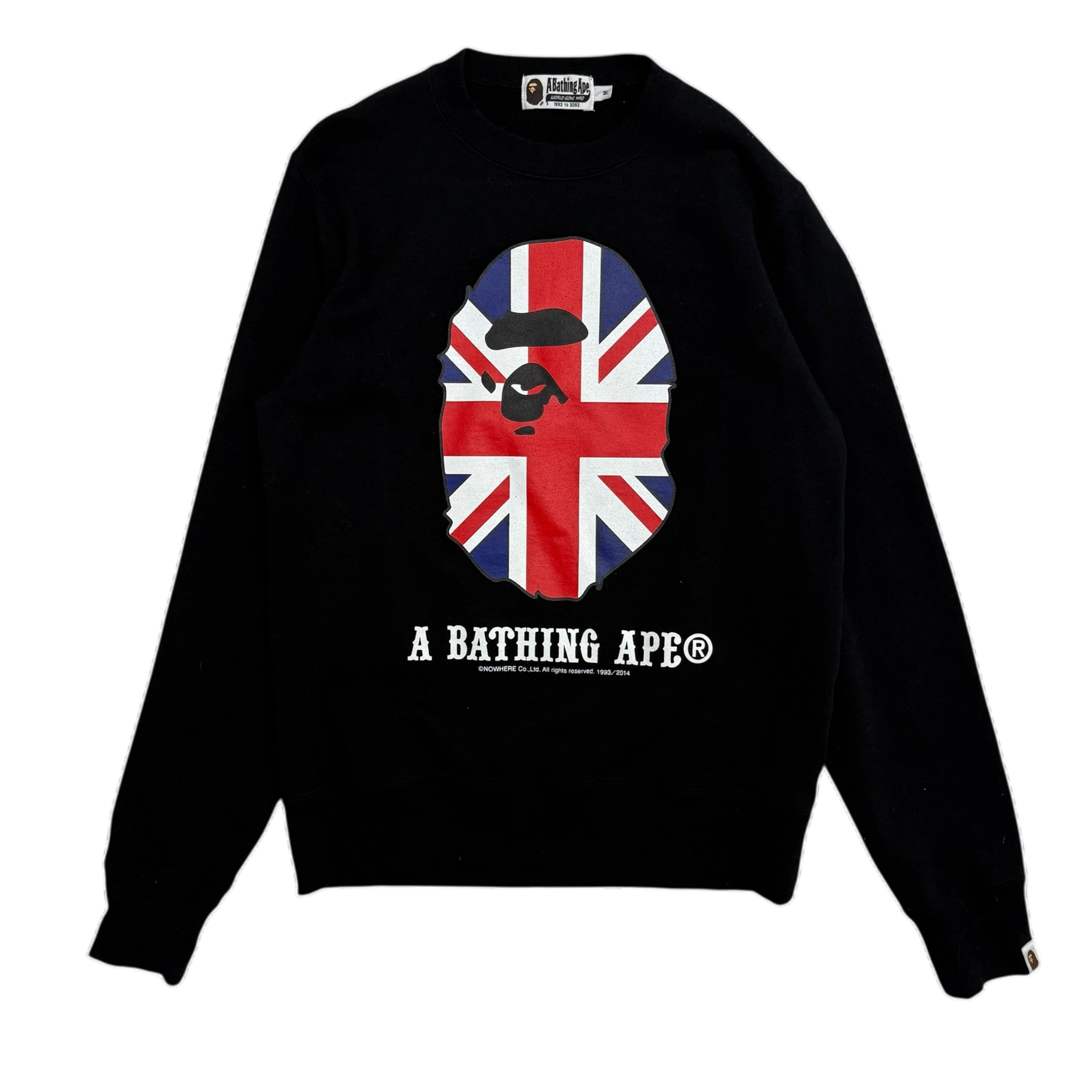 BAPE (A Bathing Ape) 2014 Union Jack Ape Sweatshirt Black (Fits S-M)
