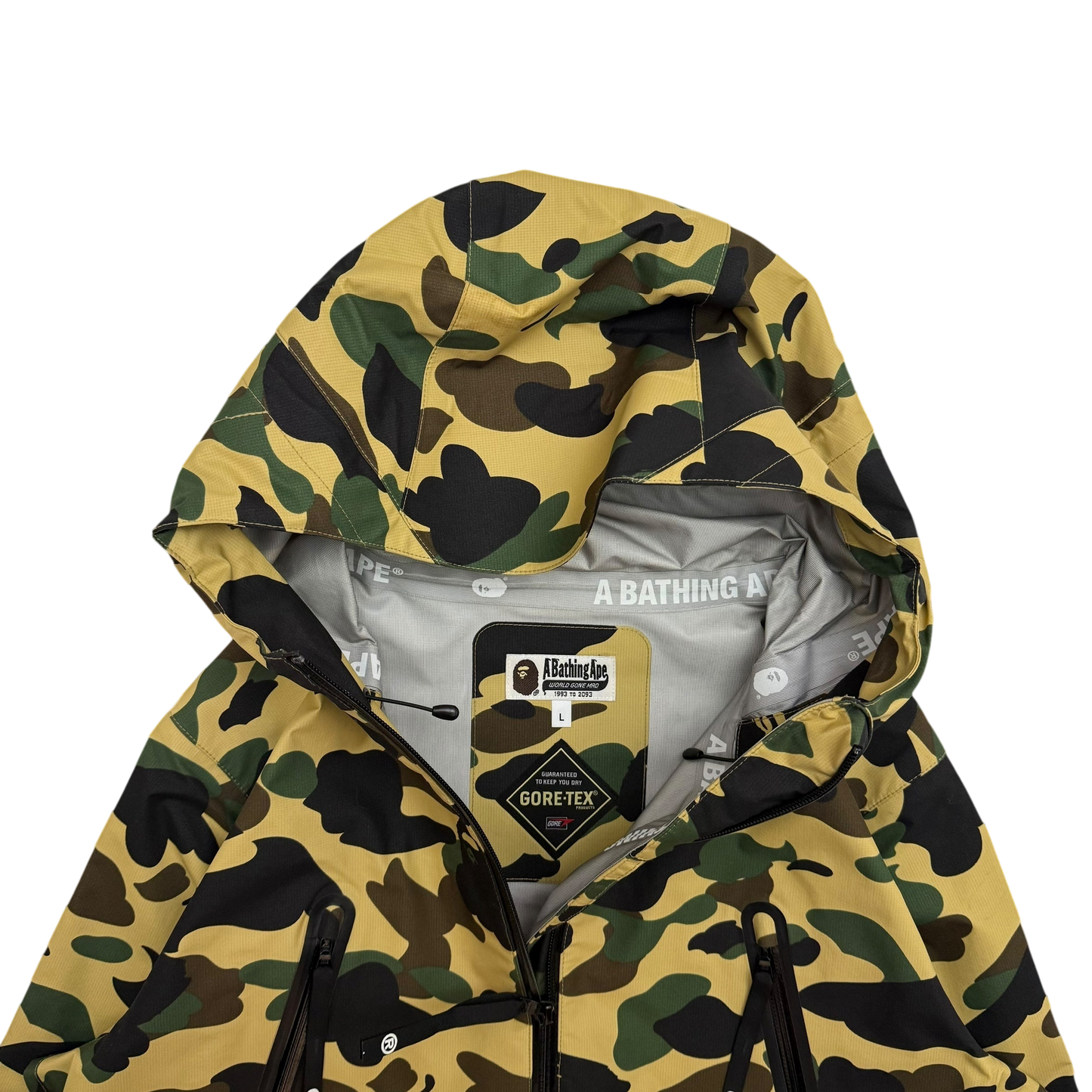 BAPE (A Bathing Ape) Gore-Tex 1st Camo Shell Zip-Up Hooded Jacket Yellow (Fits M-L)