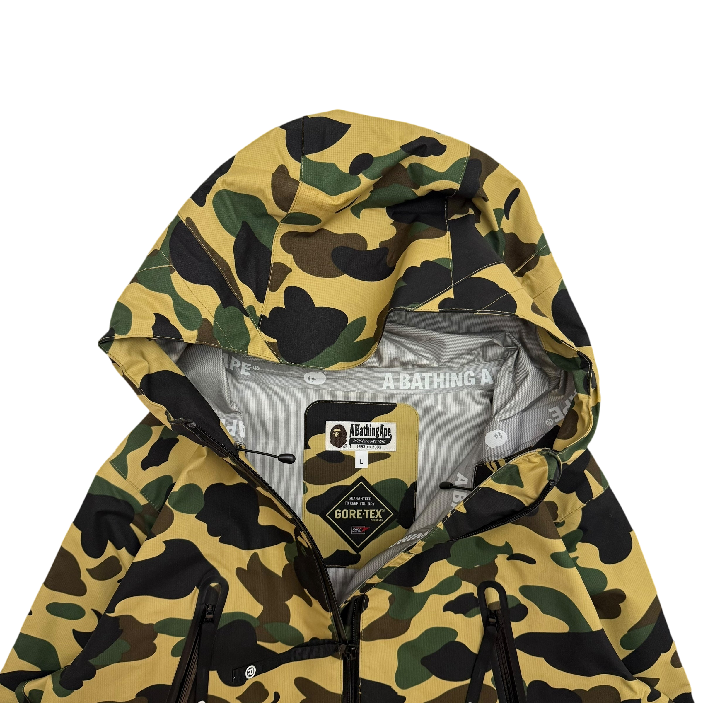 BAPE (A Bathing Ape) Gore-Tex 1st Camo Shell Zip-Up Hooded Jacket Yellow (Fits M-L)