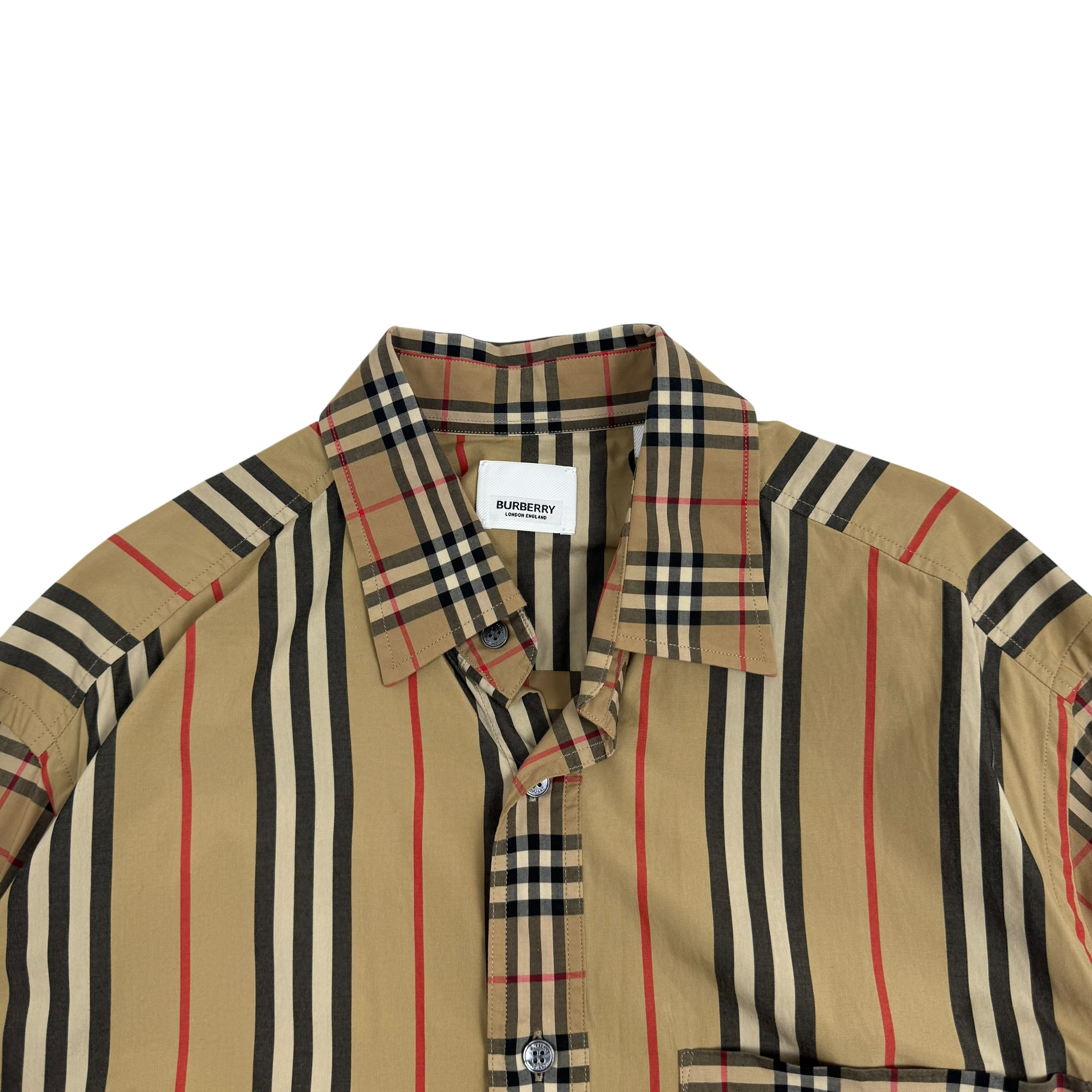 Burberry Patchwork Nova Check Long Sleeve Shirt (Size L)