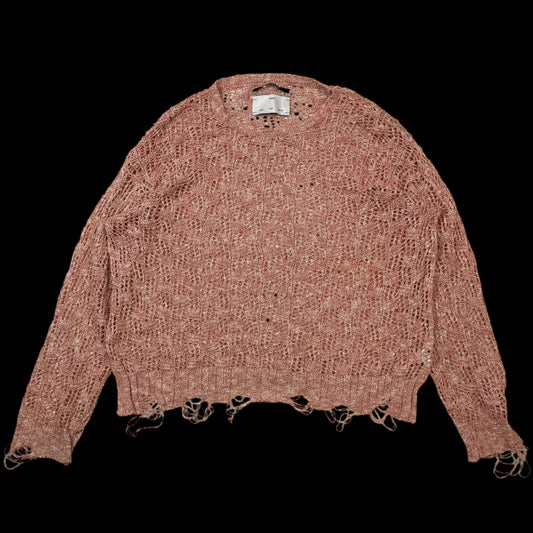 Song for the Mute 22.1 Avenue D’ivery Oversized Distressed Sweatshirt Orange / White (fits L-XL)