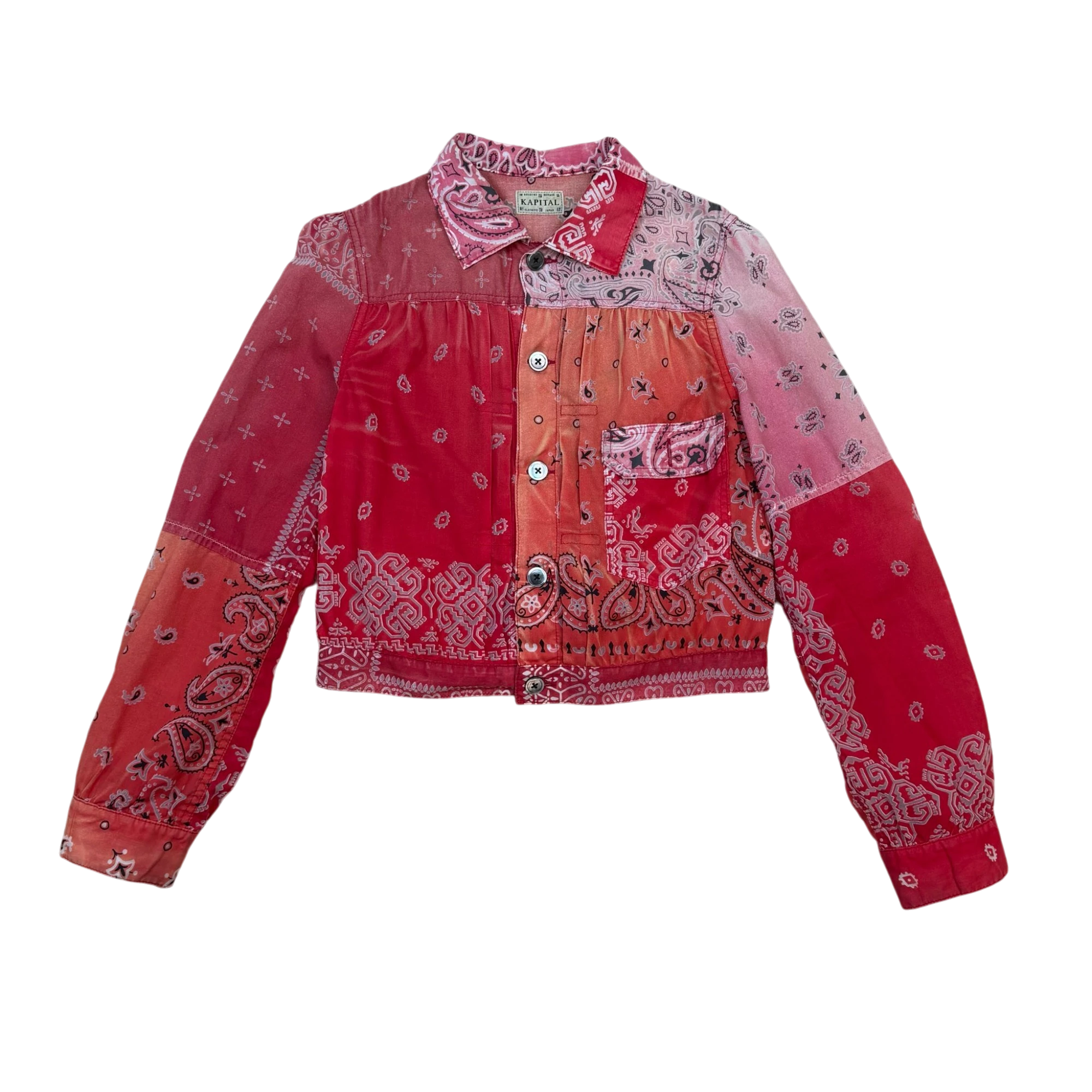 Kapital Bandana Patchwork Trucker Jacket Red (Size 1 / S)