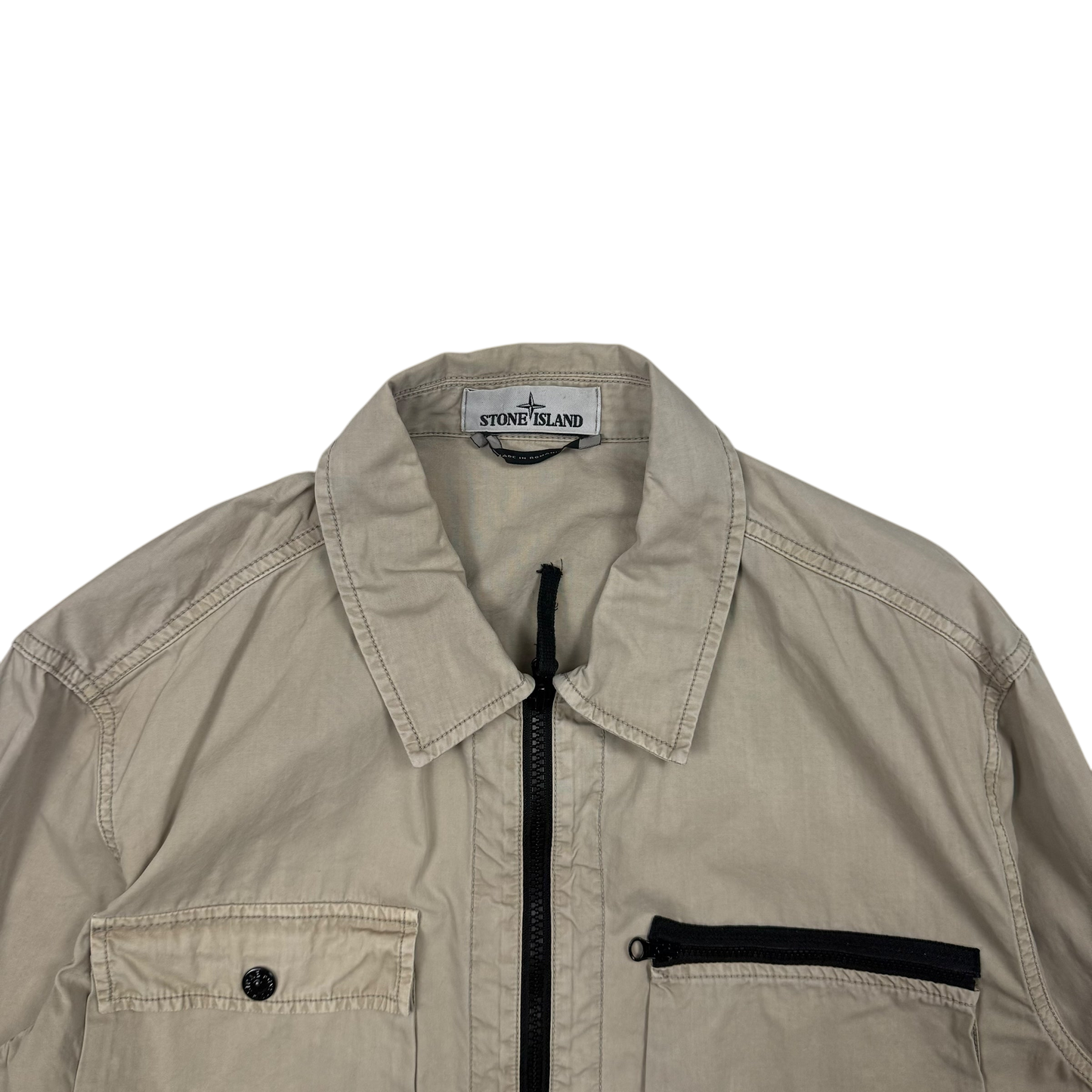 Stone Island Zip Up Overshirt Beige (Size XL)