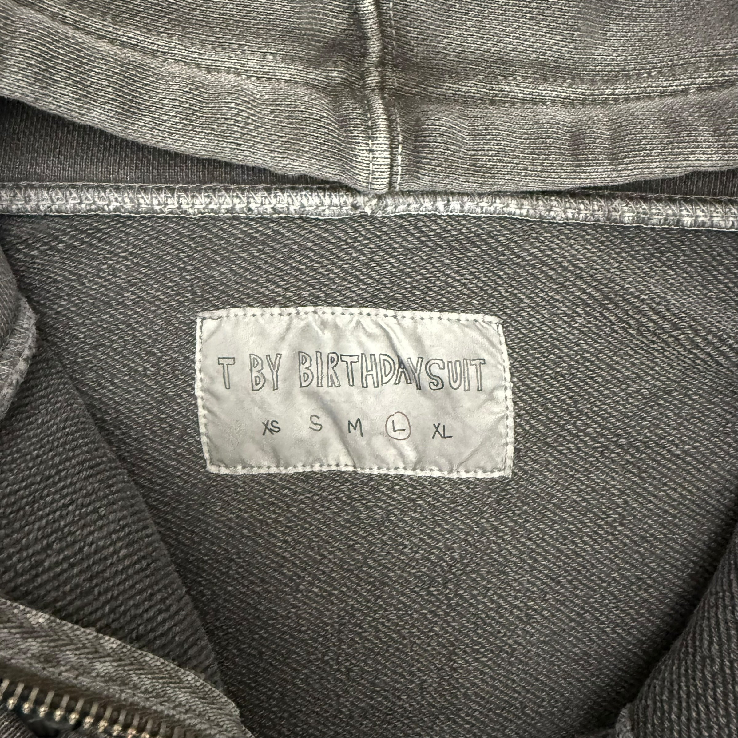 T By Birthdaysuit Heavyweight Zip-Up Hoodie Charcoal (Fits L-XL)