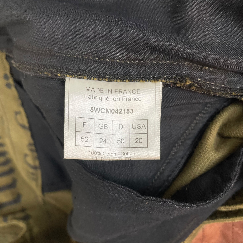 John Galliano 00s Gazette Denim & Leather Pants Brown/Green (Size 52)