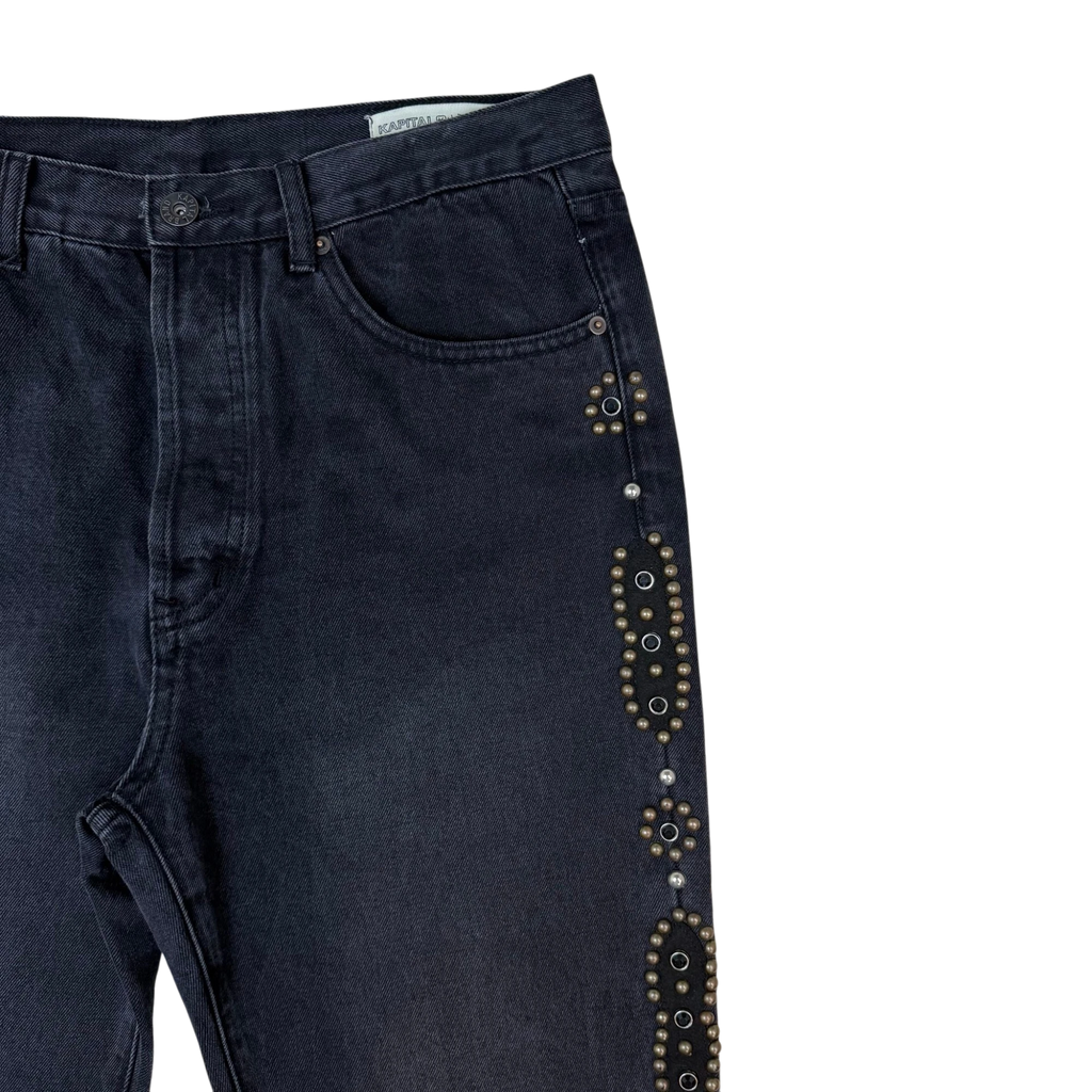 Kapital AW21 5P Monkey Cisco Studded Jeans Washed Black (Size 34”)
