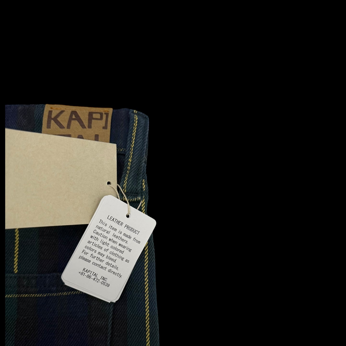 Kapital 11oz Tartan Check 5P Monkey Cisco Jeans (Studs Remake) Navy (Size 38”)