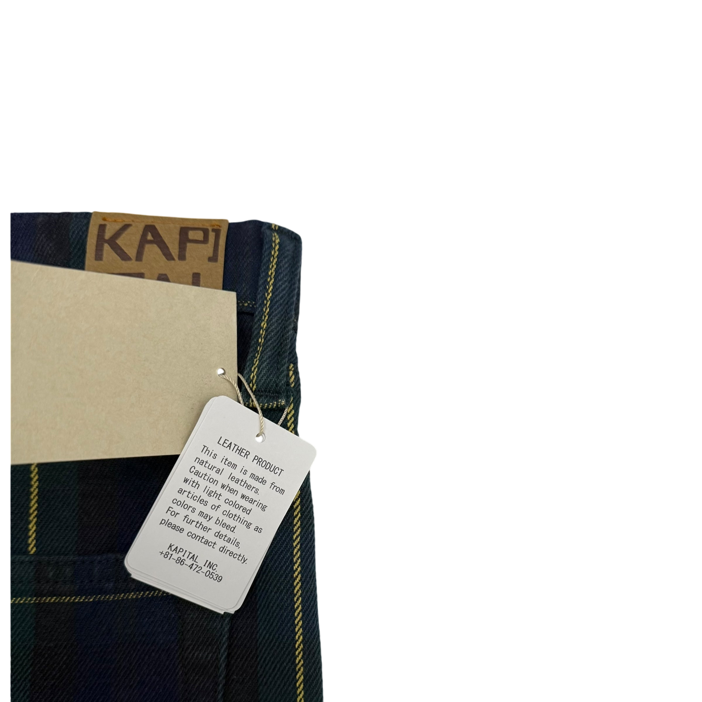 Kapital 11oz Tartan Check 5P Monkey Cisco Jeans (Studs Remake) Navy (Size 38”)
