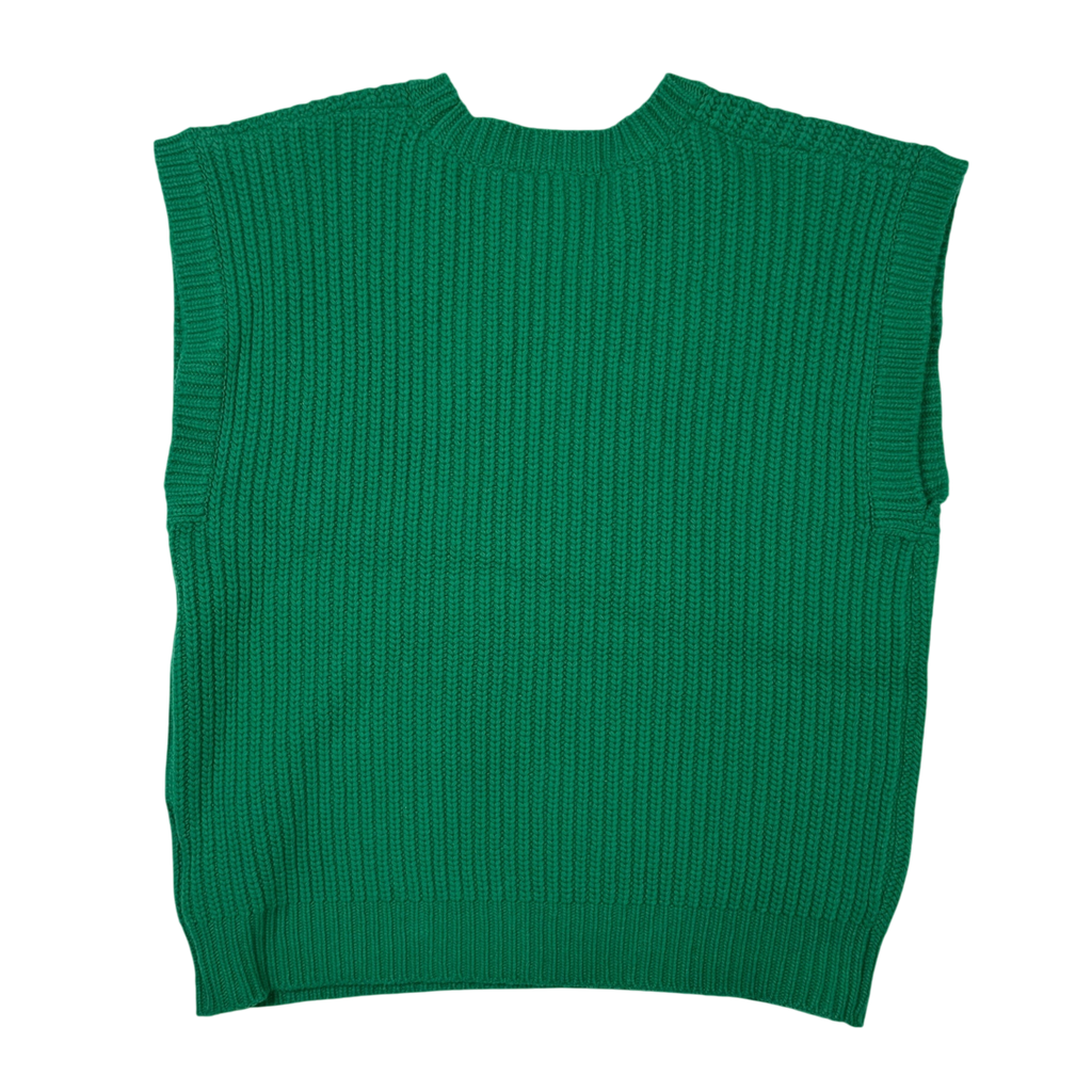 We11done Ribbed Wool Multi-Logo Square Knit Vest Green (Size L)