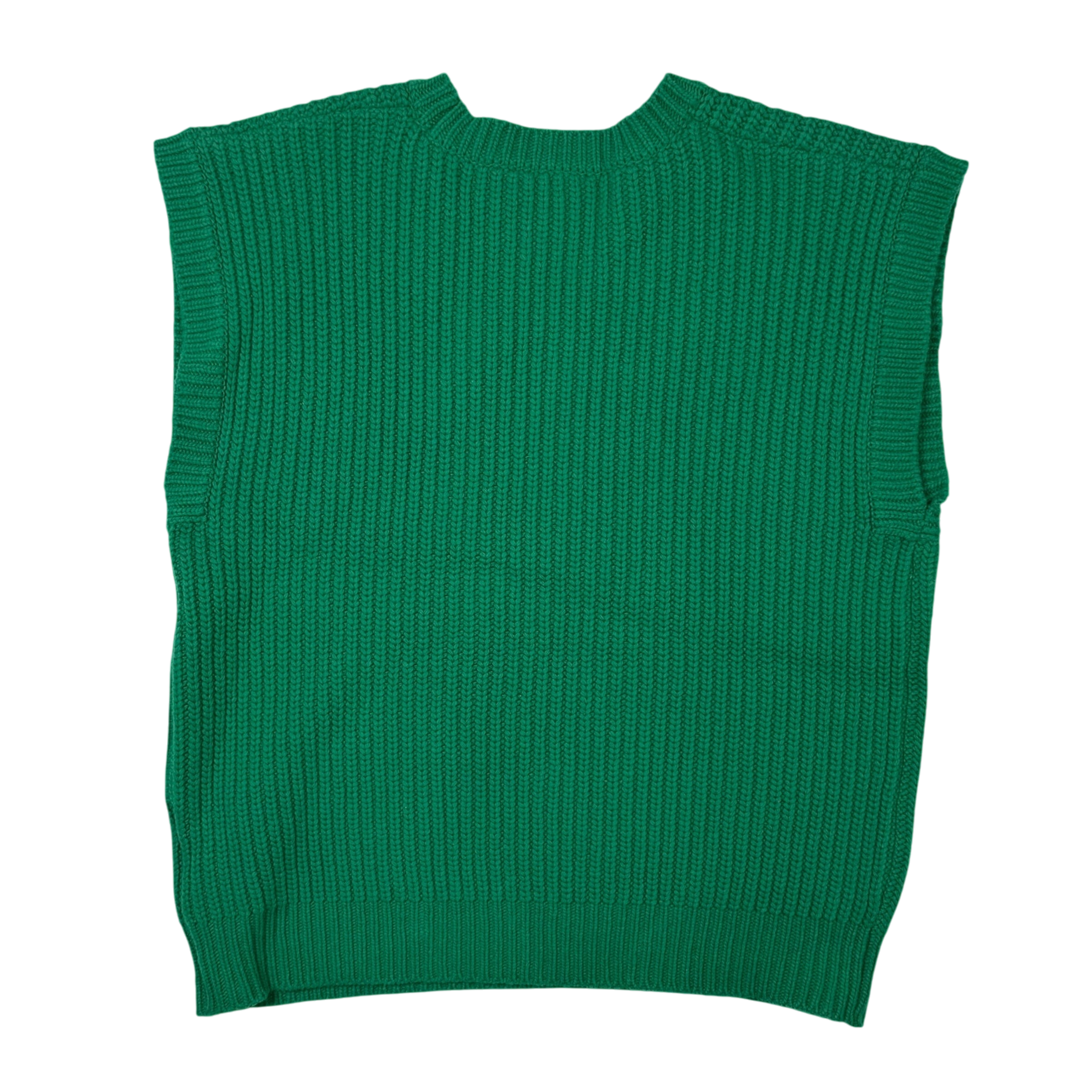 We11done Ribbed Wool Multi-Logo Square Knit Vest Green (Size L)