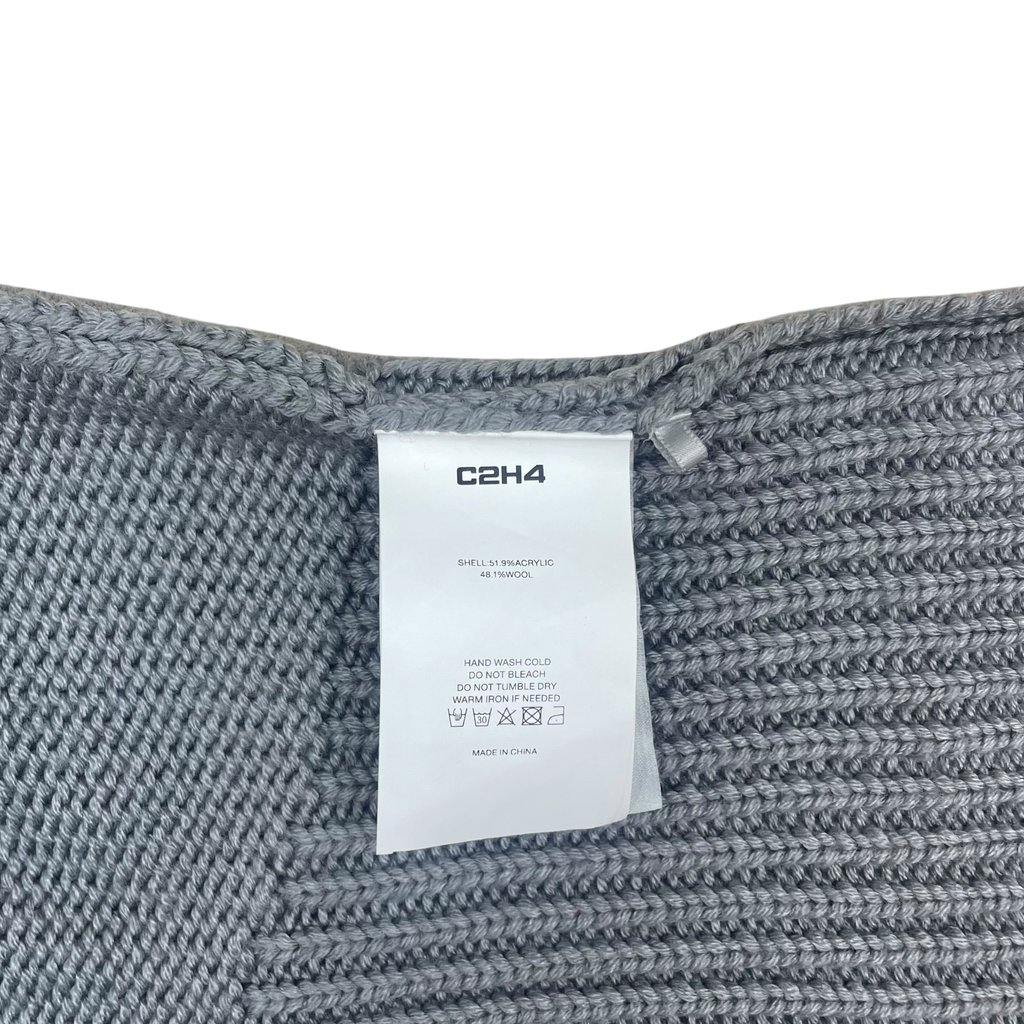 C2H4 Arc Sculpture Wool Blend Distressed Knit Sweatshirt Grey (Size M)