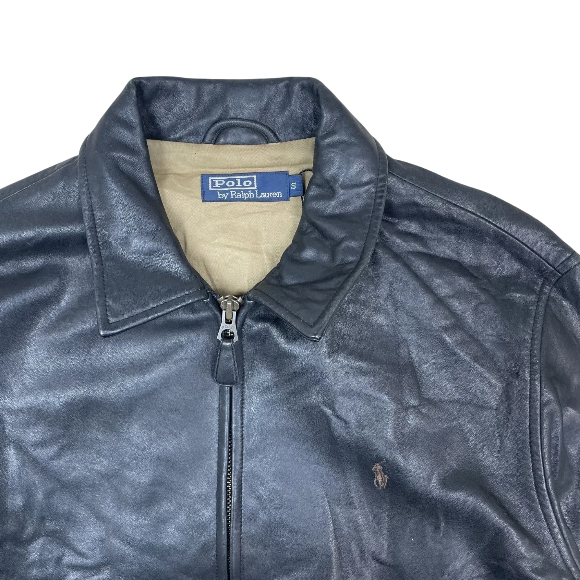 Polo Ralph Lauren 90s Leather Jacket Black (Size S)