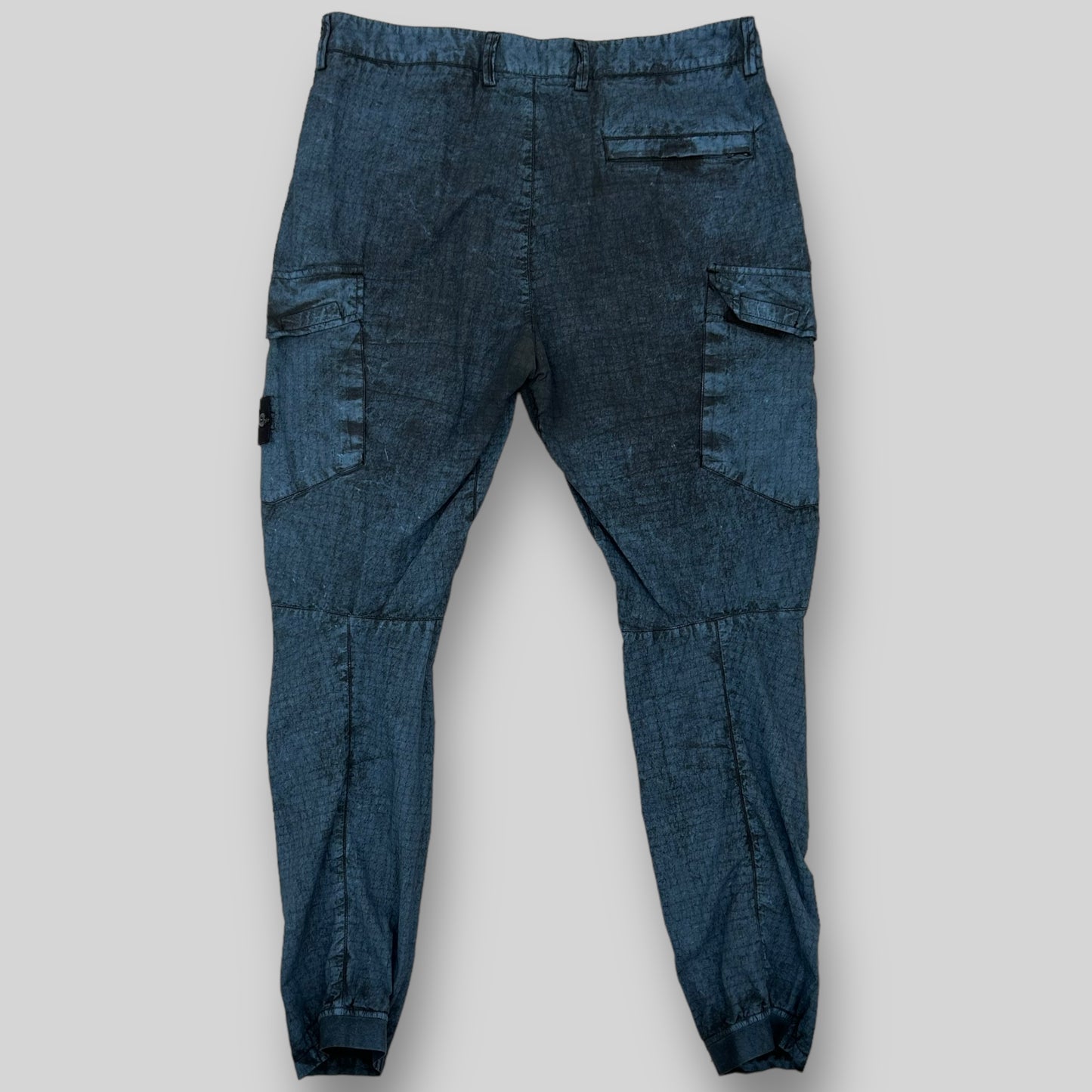 Stone Island Type SL Grid Tela Dust Treatment Blue Cargo Pants (Size 34”)