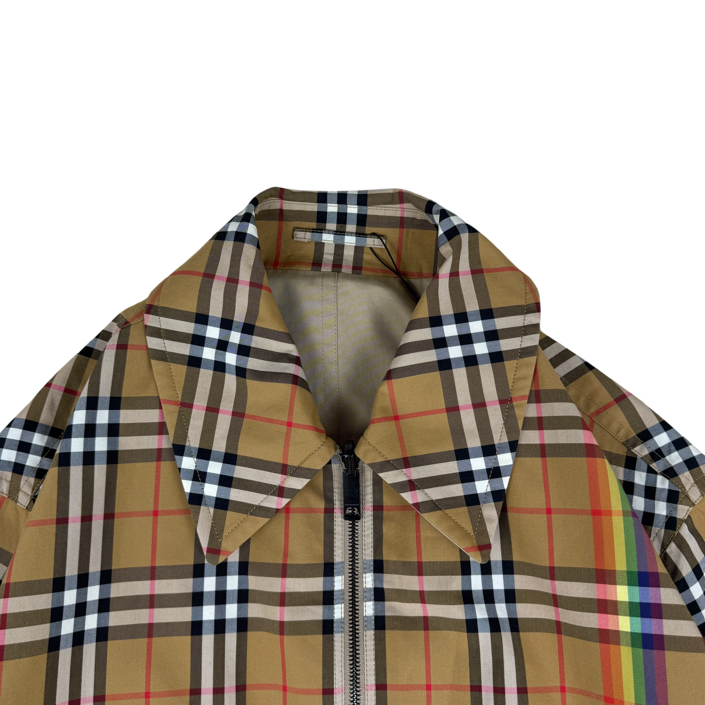 Burberry SS18 Reversible Rainbow Nova Check Harrington Jacket (Size L)