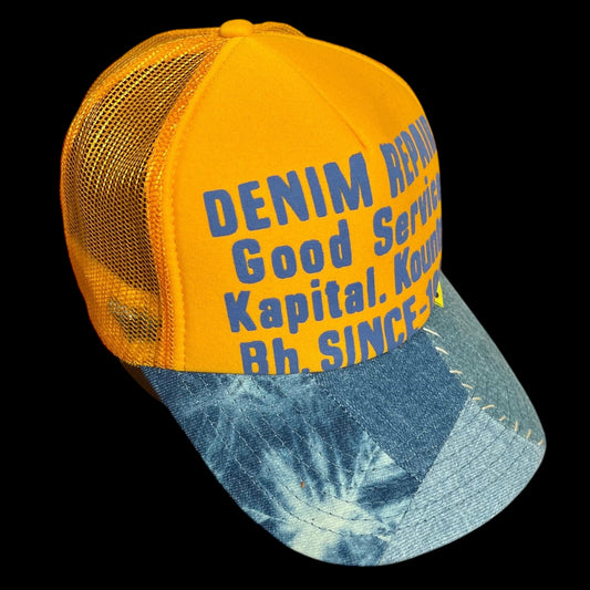 Kapital ‘Denim Repair Service’ Denim Reconstruction Trucker Cap Yellow/Light Blue