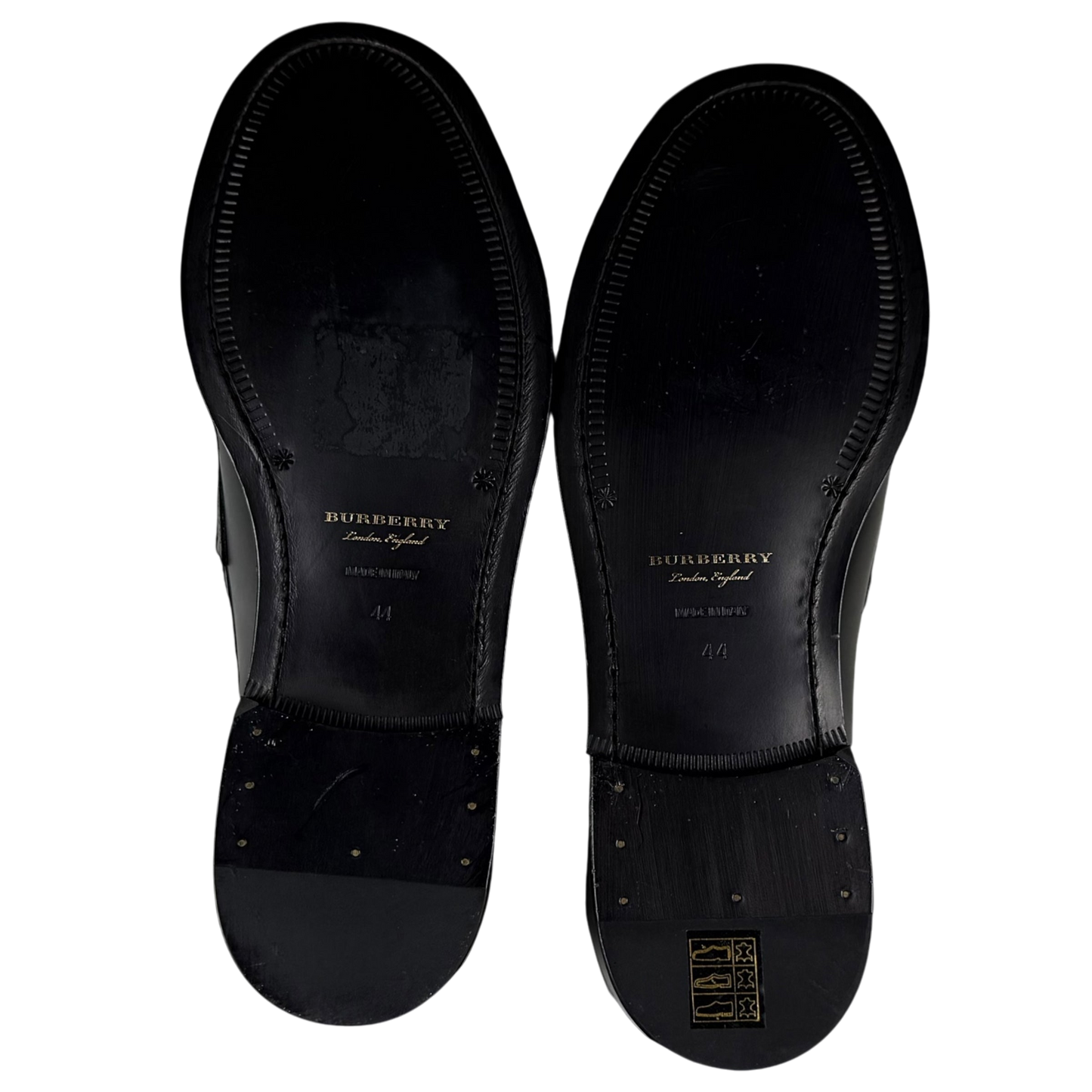Burberry Kiltie Fringe Leather Loafers Black /Yellow (Fits US10.5-11)