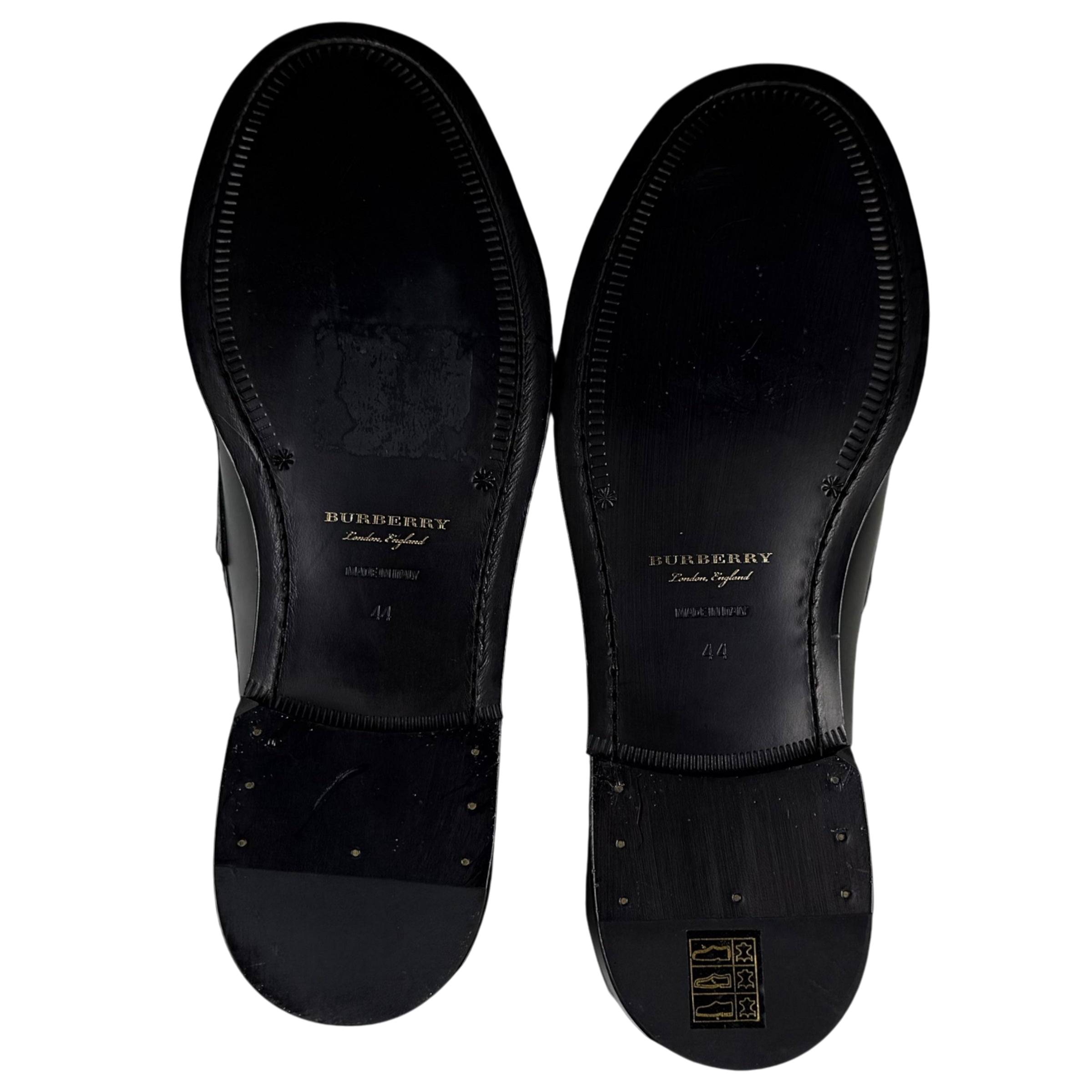 Burberry Kiltie Fringe Leather Loafers Black /Yellow (Fits US10.5-11)