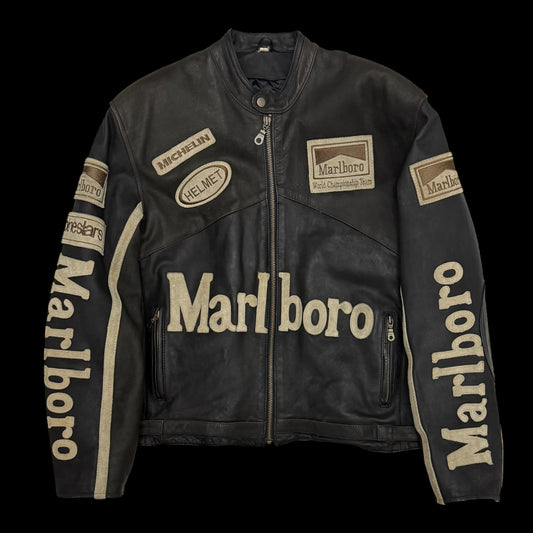 Marlboro 90s Leather Racing Jacket Black (fits L)
