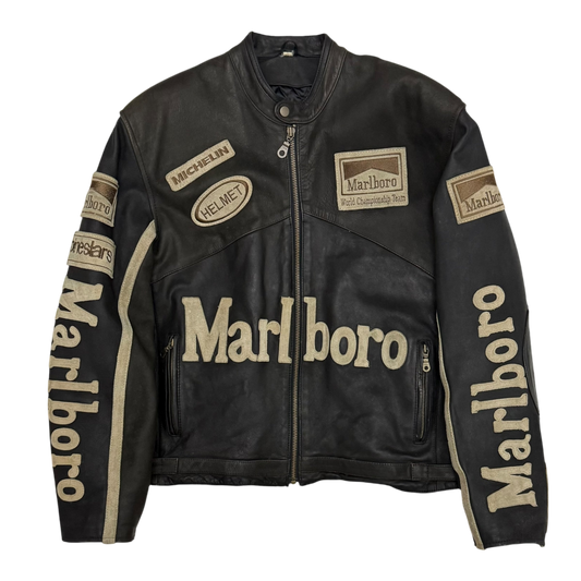 Marlboro 90s Leather Racing Jacket Black (fits L)