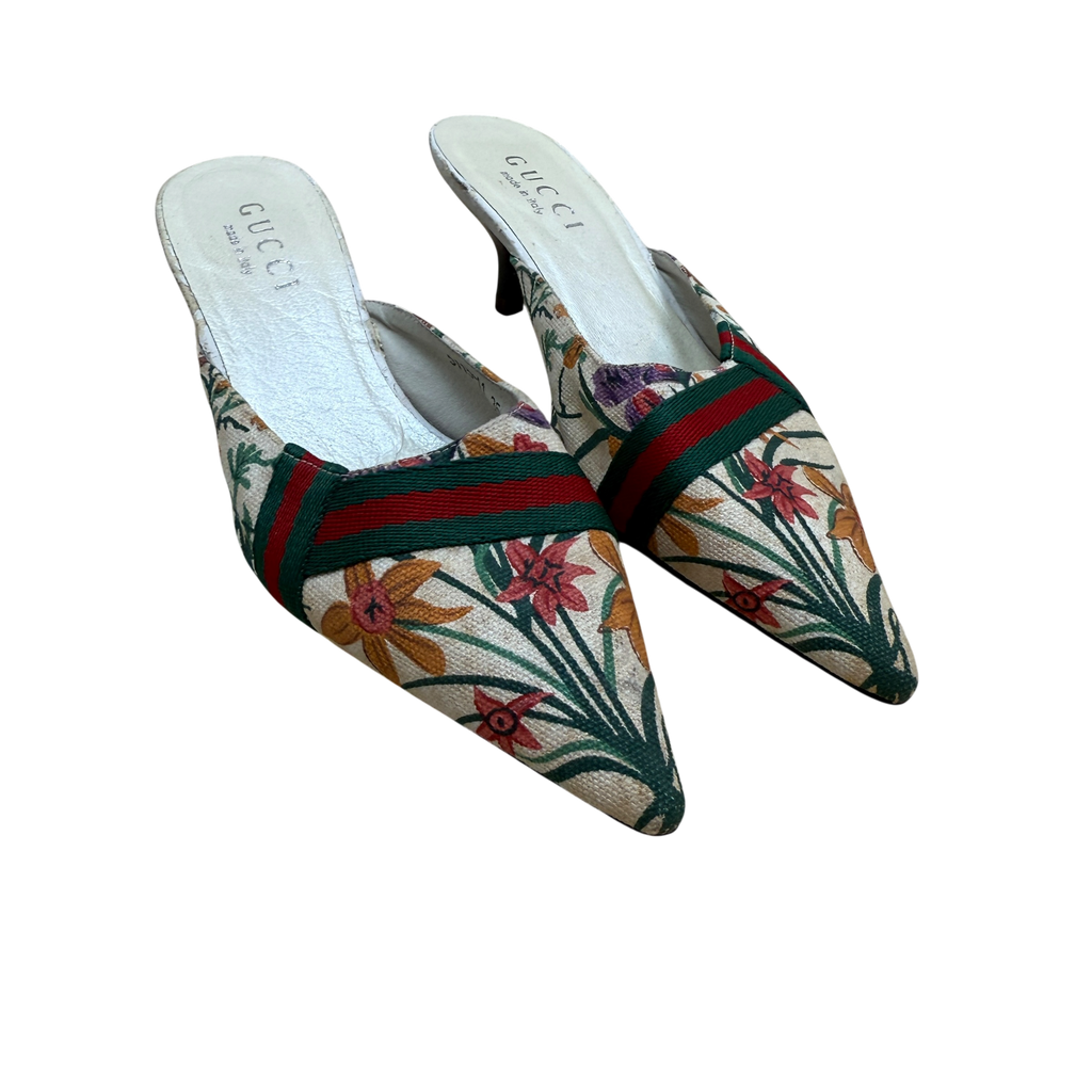 Gucci Floral Kitten Heels (As Is) Size EU35)