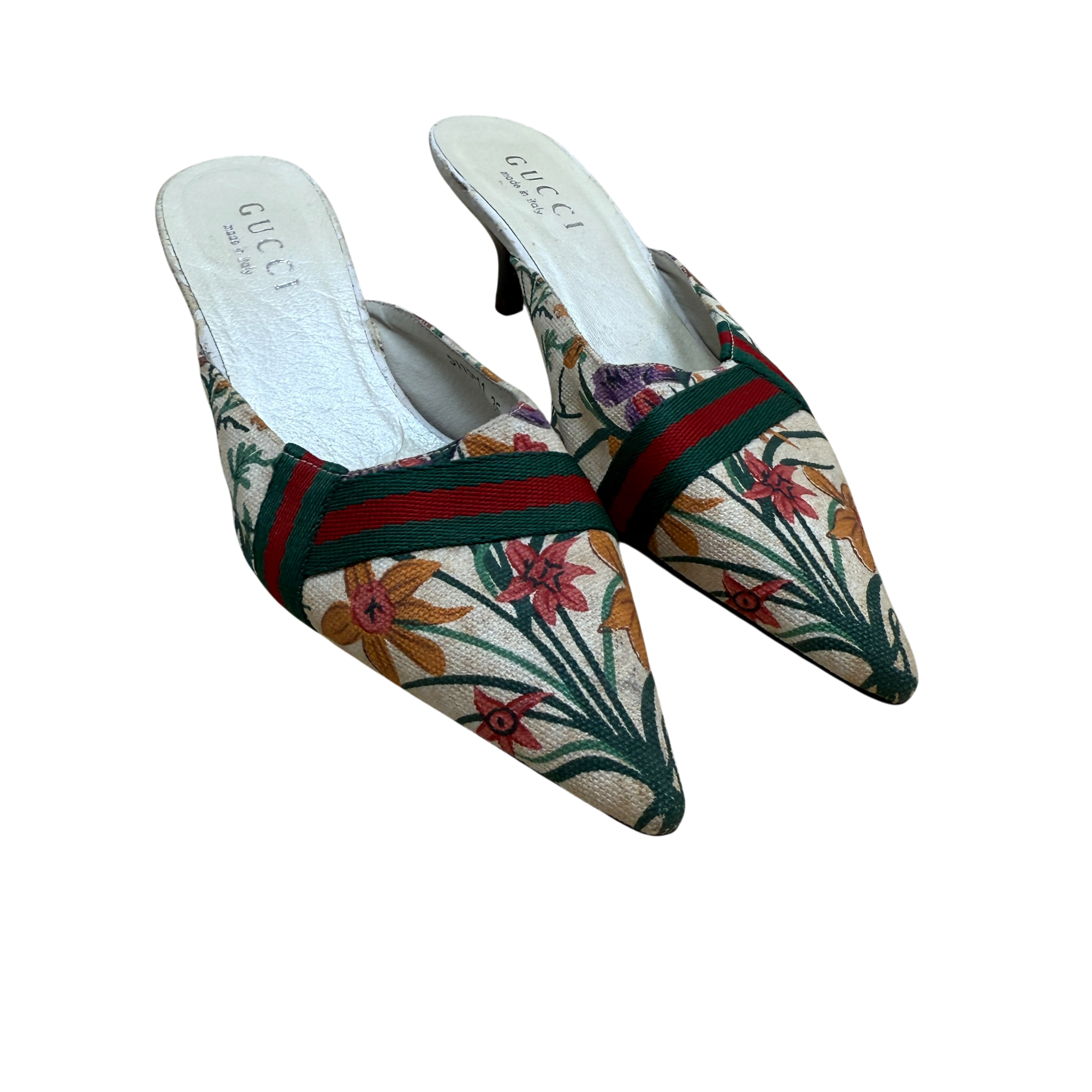 Gucci Floral Kitten Heels (As Is) Size EU35)