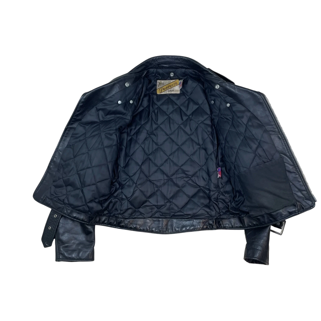 Schott NYC Perfecto 618 Leather Jacket Black (Made in USA) (Size 38/Fits S-M)