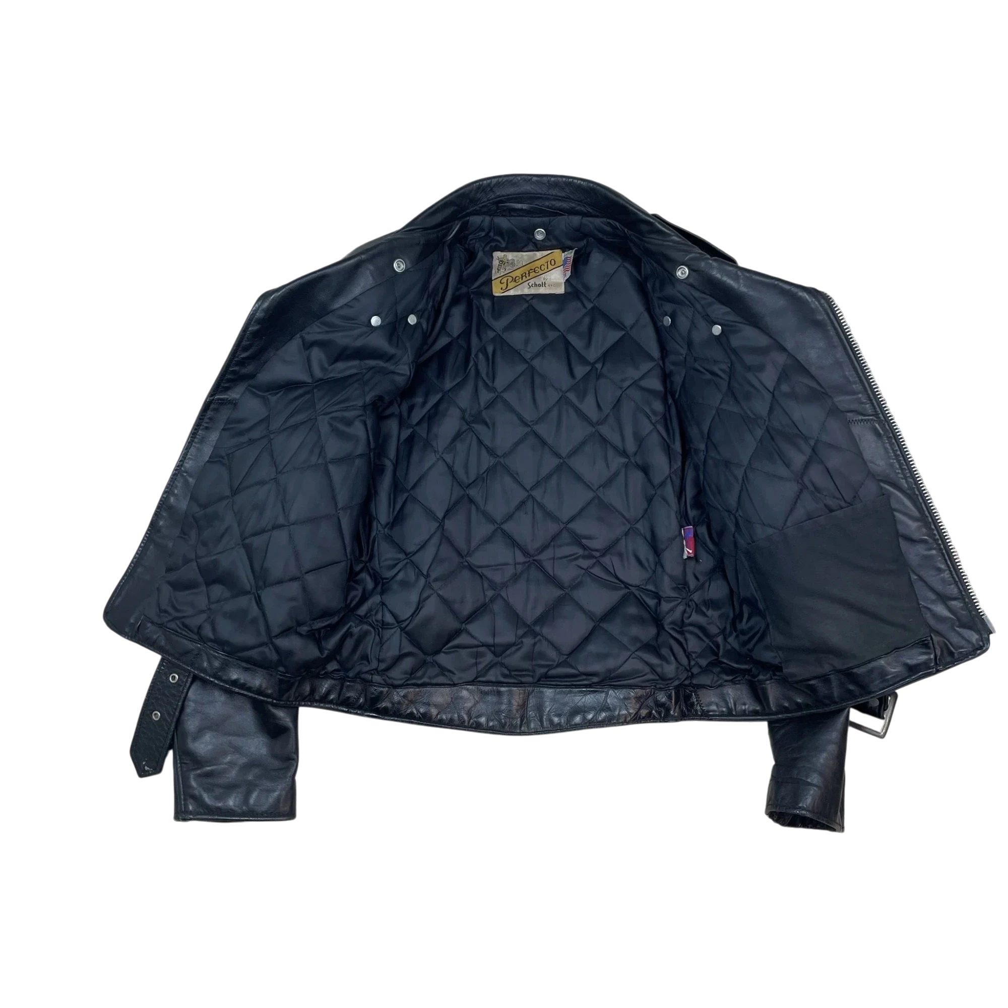 Schott NYC Perfecto 618 Leather Jacket Black (Made in USA) (Size 38/Fits S-M)