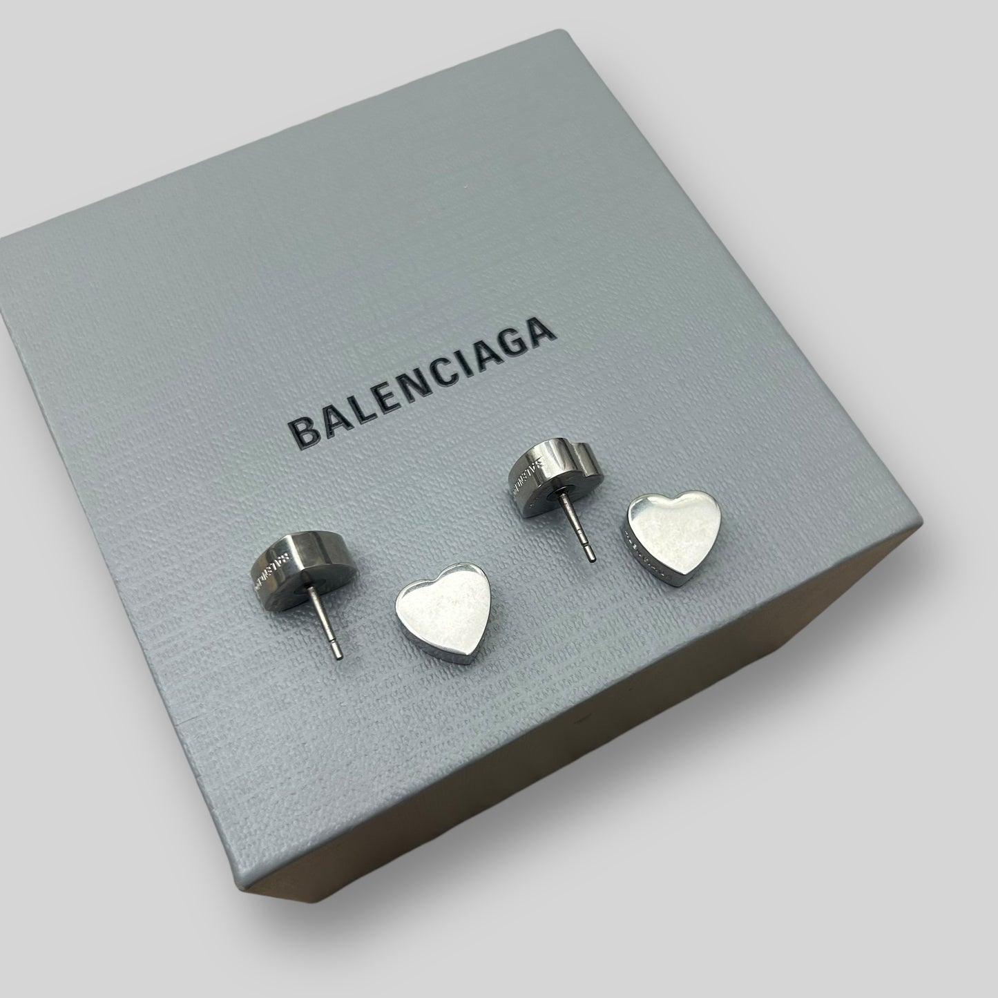 Balenciaga Logo-Engraved Heart Earrings 925 Silver