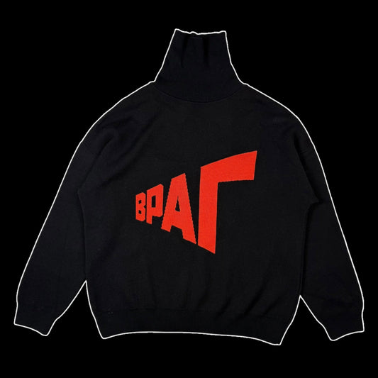 Gosha Rubchinskiy AW18 Enemy ВРАГ Turtleneck Sweatshirt Black (Size XL)