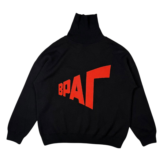 Gosha Rubchinskiy AW18 Enemy ВРАГ Turtleneck Sweatshirt Black (Size XL)