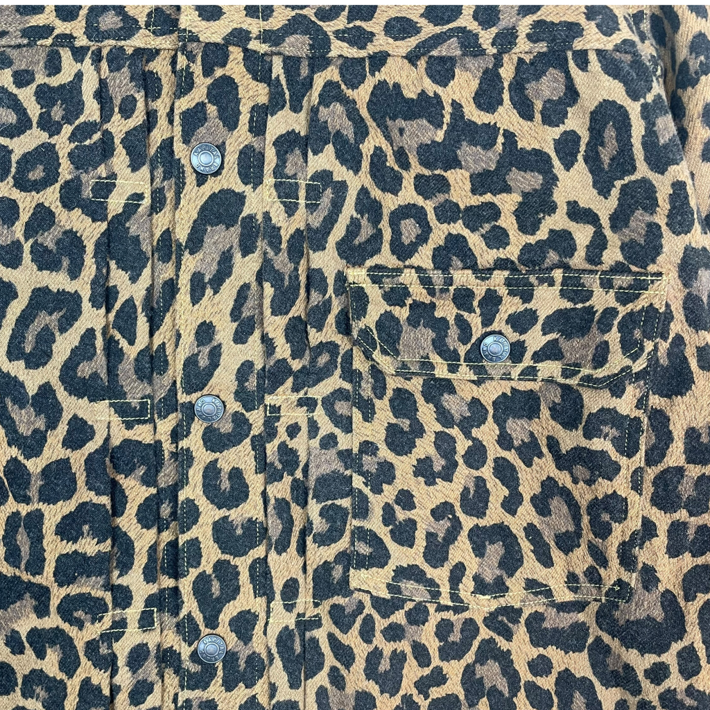 Kapital Kountry Leopard Print Wool Blend Twill Jacket Yellow/Black (Size 4/L-XL)