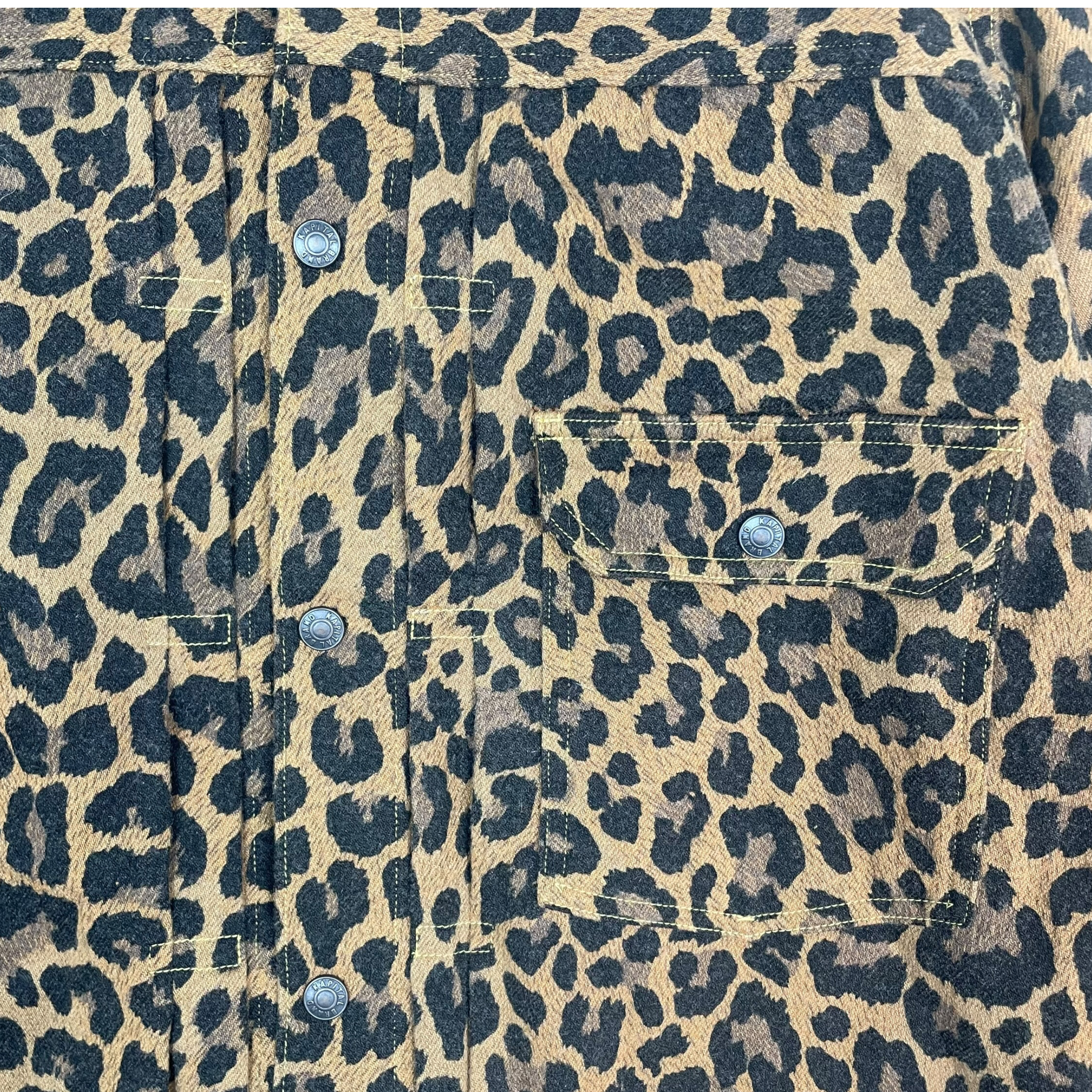 Kapital Kountry Leopard Print Wool Blend Twill Jacket Yellow/Black (Size 4/L-XL)