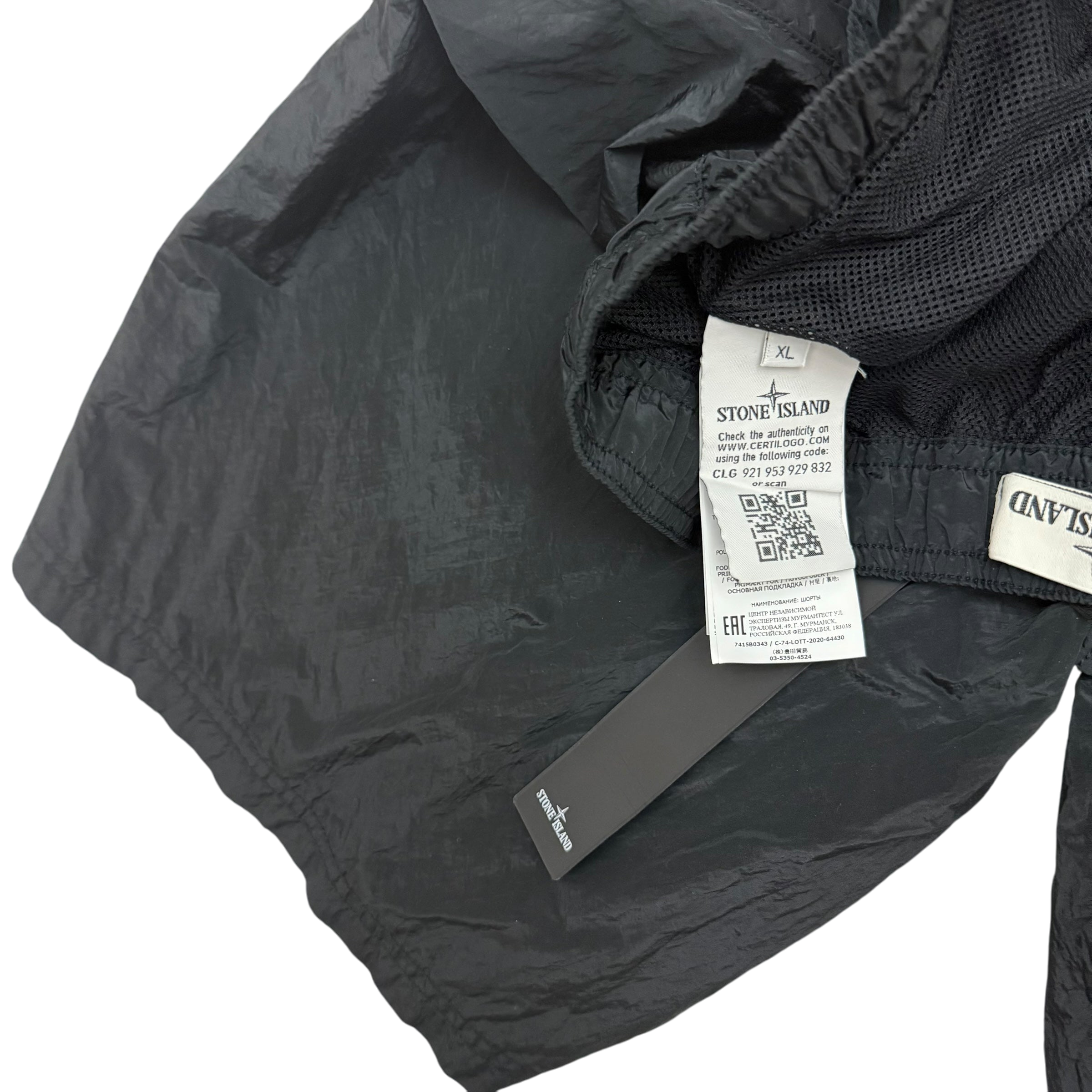 Stone Island Logo Patch Nylon Metal Shorts Black (Size XL)