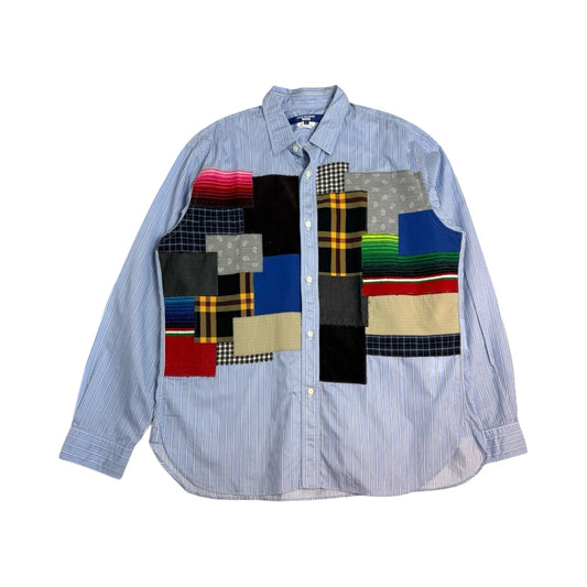 Junya Watanabe MAN AD2022 Patchwork Striped Shirt Blue (Size L)