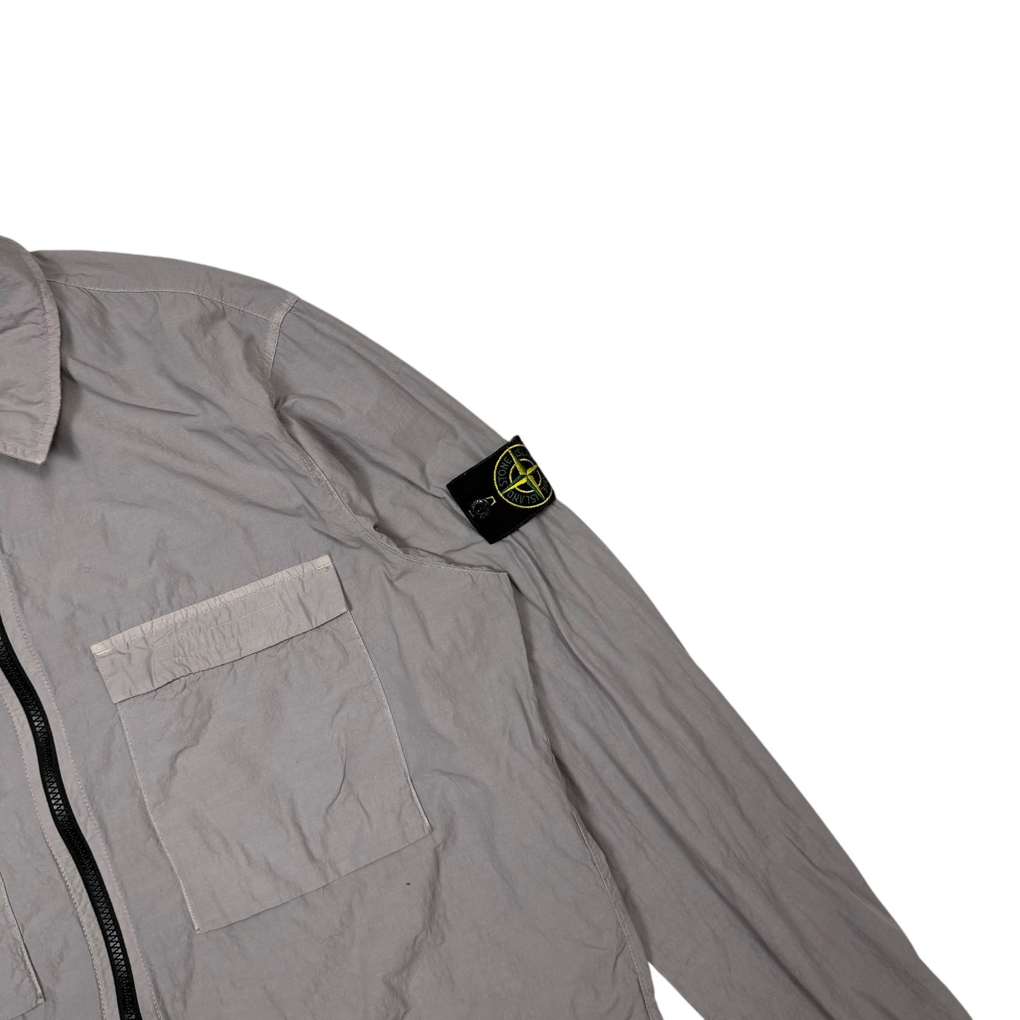 Stone Island Zip Up Utility Overshirt Grey (Size XL)