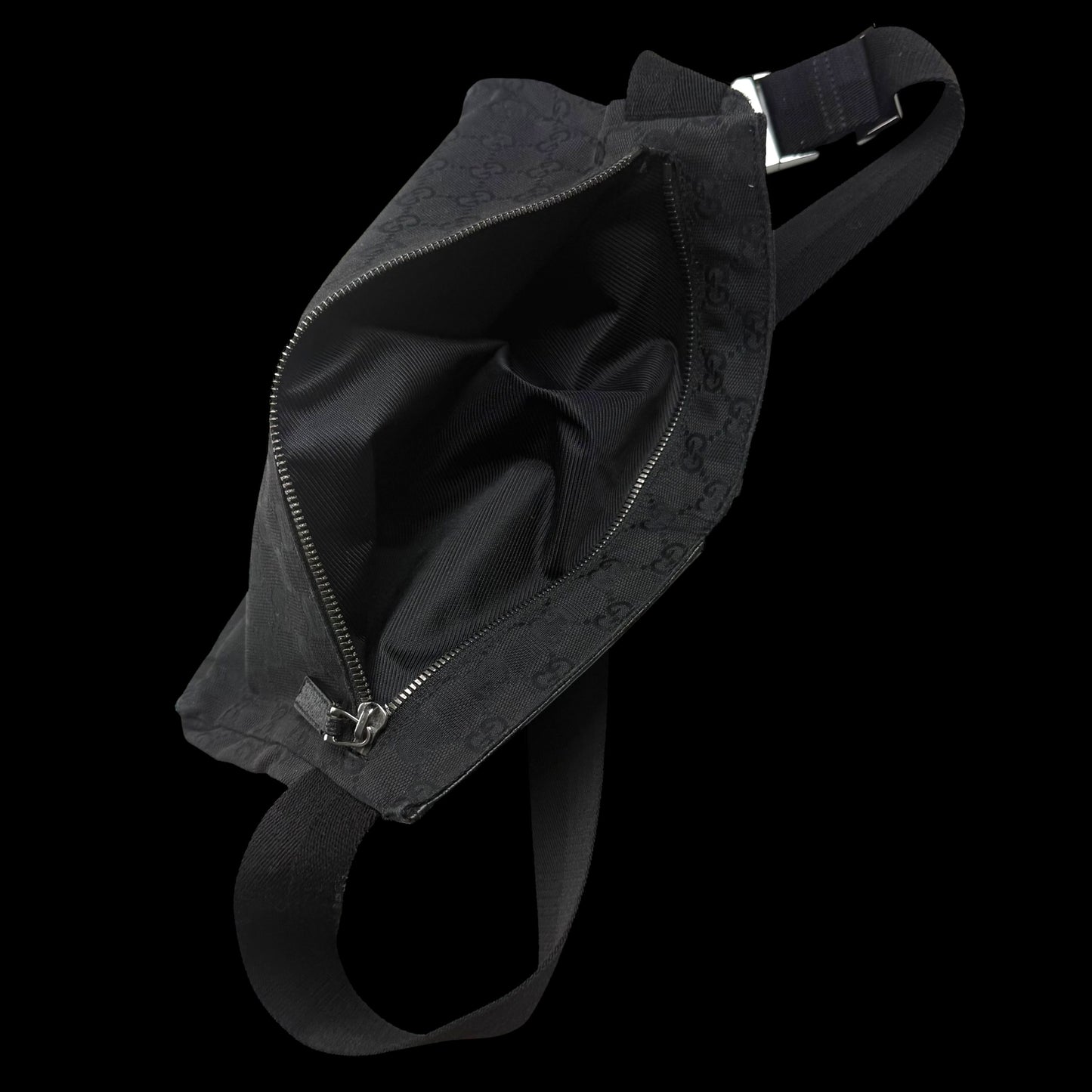 Gucci GG Canvas Double Pocket Belt Bag Black
