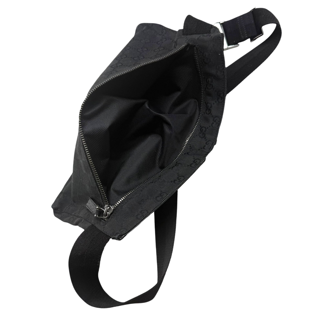 Gucci GG Canvas Double Pocket Belt Bag Black