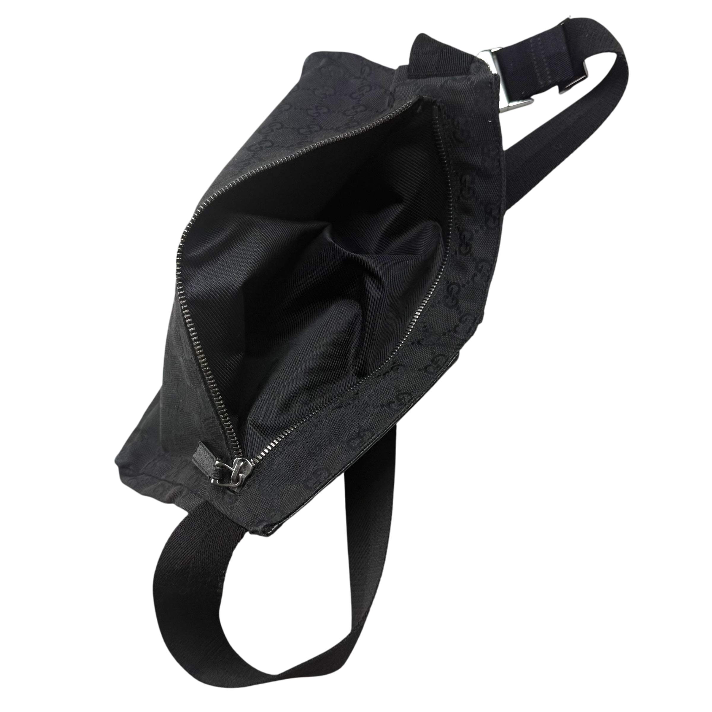 Gucci GG Canvas Double Pocket Belt Bag Black