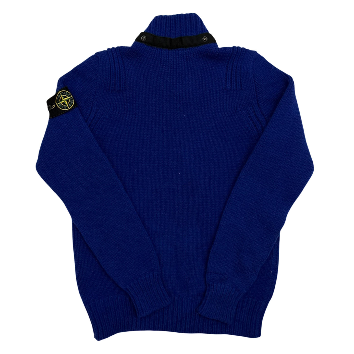 Stone Island AW12 Wool Blend Heavy Knit Zip-Up Sweatshirt Royal Blue (Size M)