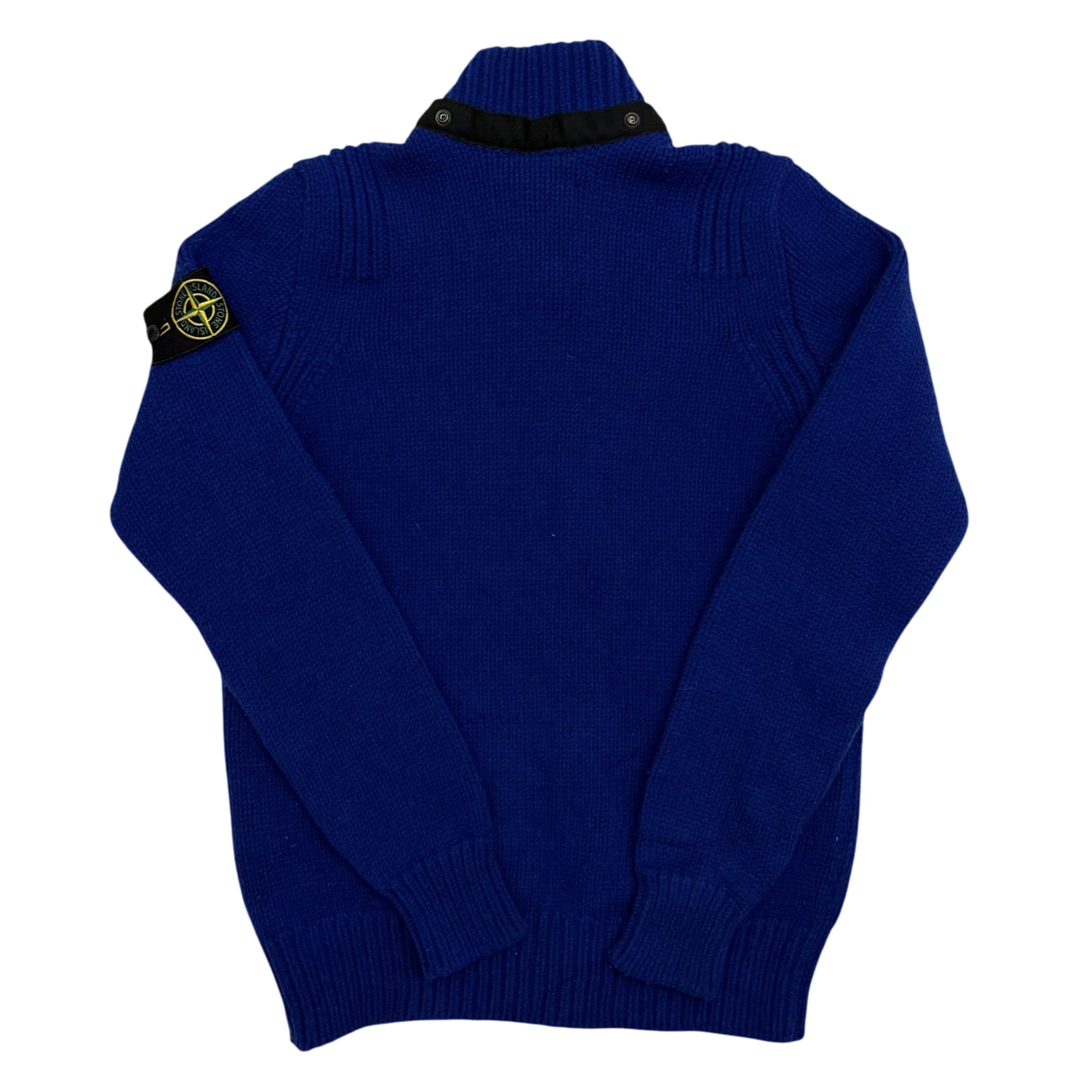 Stone Island AW12 Wool Blend Heavy Knit Zip-Up Sweatshirt Royal Blue (Size M)