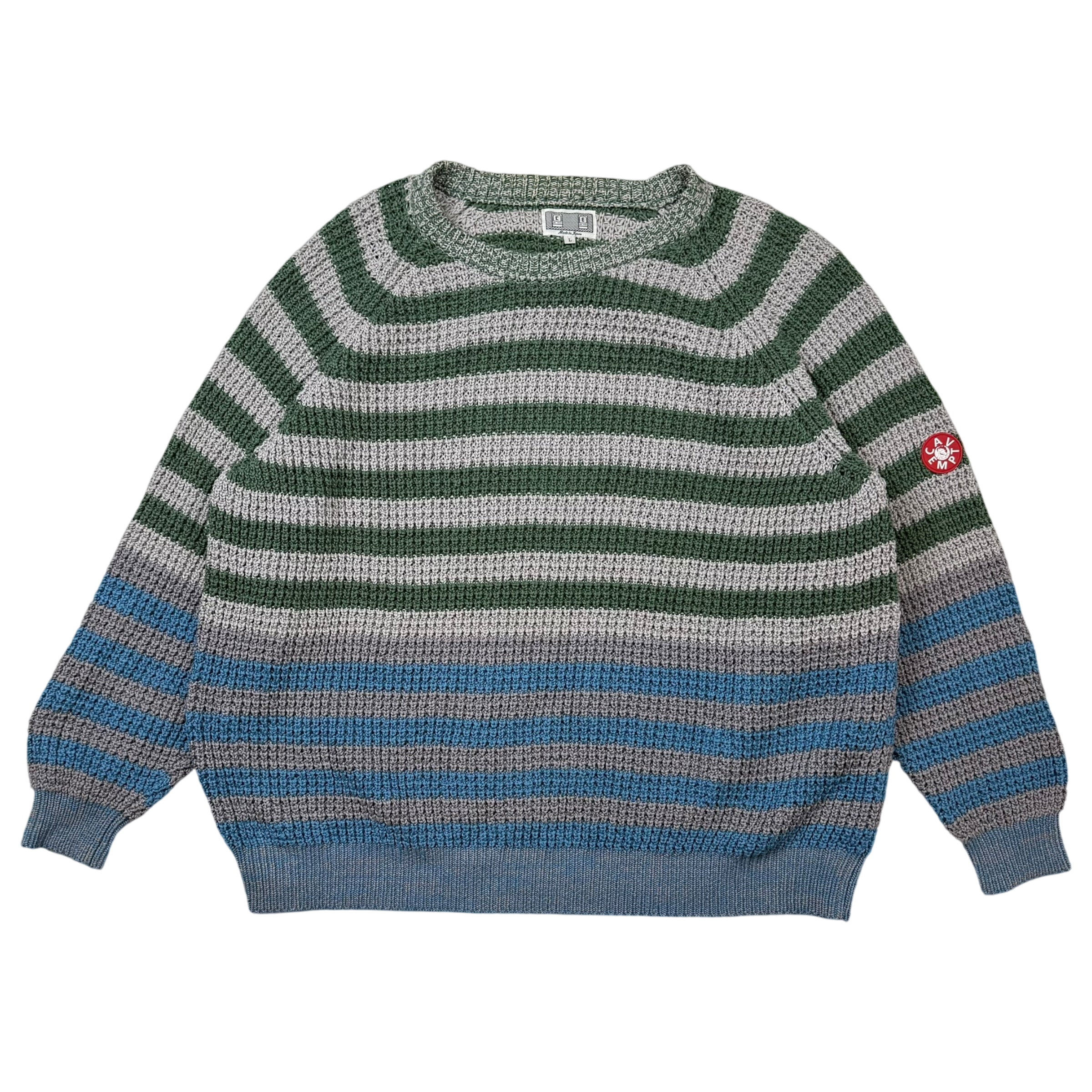 Cav Empt SS20 Stripe Loose Waffle Knit Sweatshirt