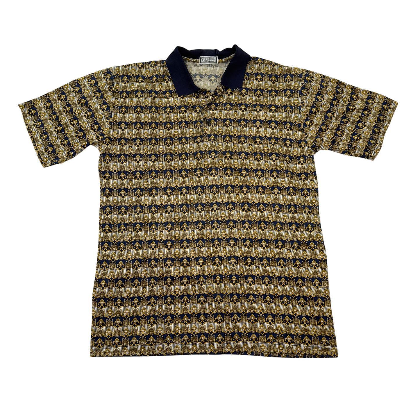 Versus Gianni Versace Medusa Head Full Print Polo T-Shirt (Fits L-XL)