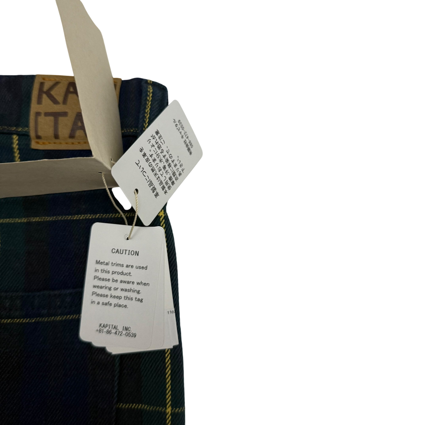 Kapital 11oz Tartan Check 5P Monkey Cisco Jeans (Studs Remake) Navy (Size 38”)