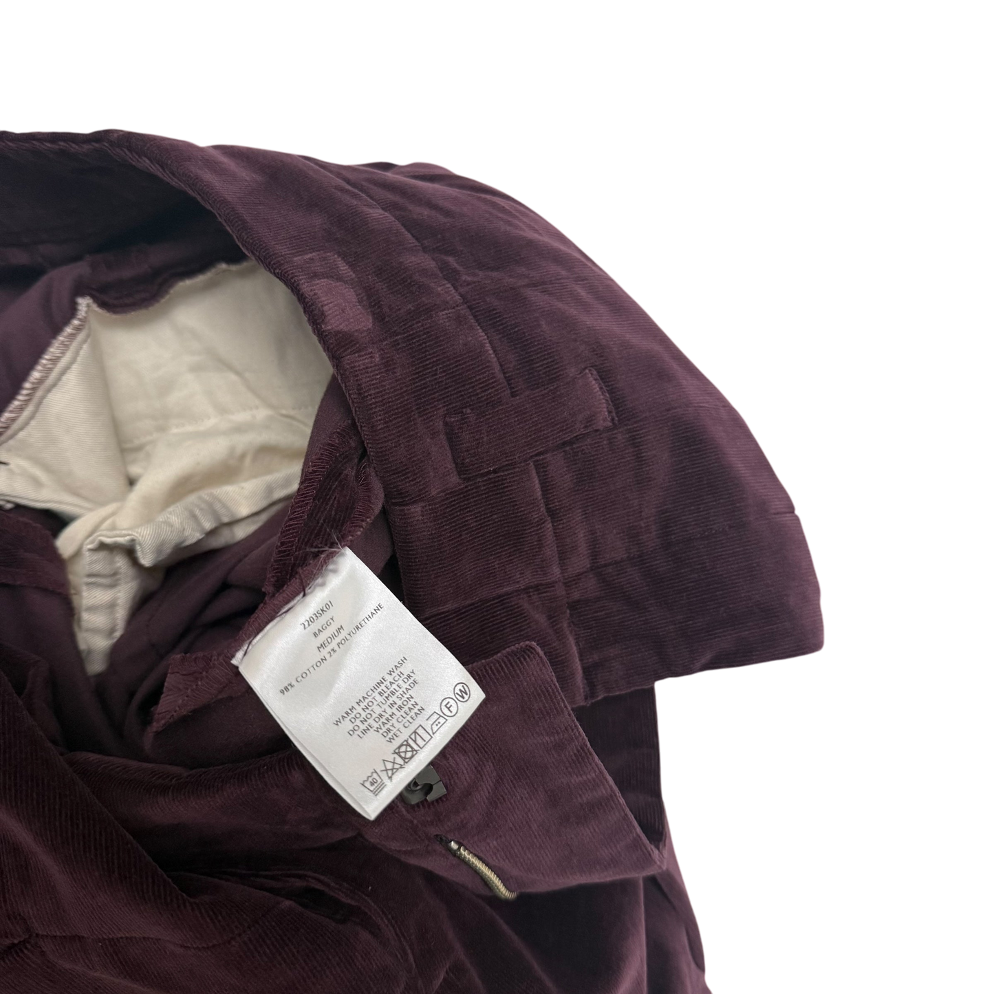 Shinya Kozuka Baggy Pleated Corduroy Pants Burgundy (Size M)