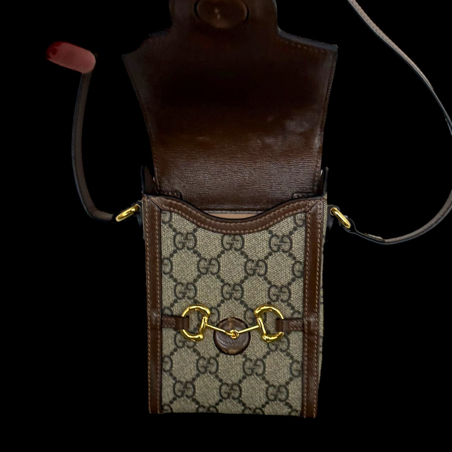 Gucci Horsebit 1955 Mini Leather Shoulder Bag Beige/Brown