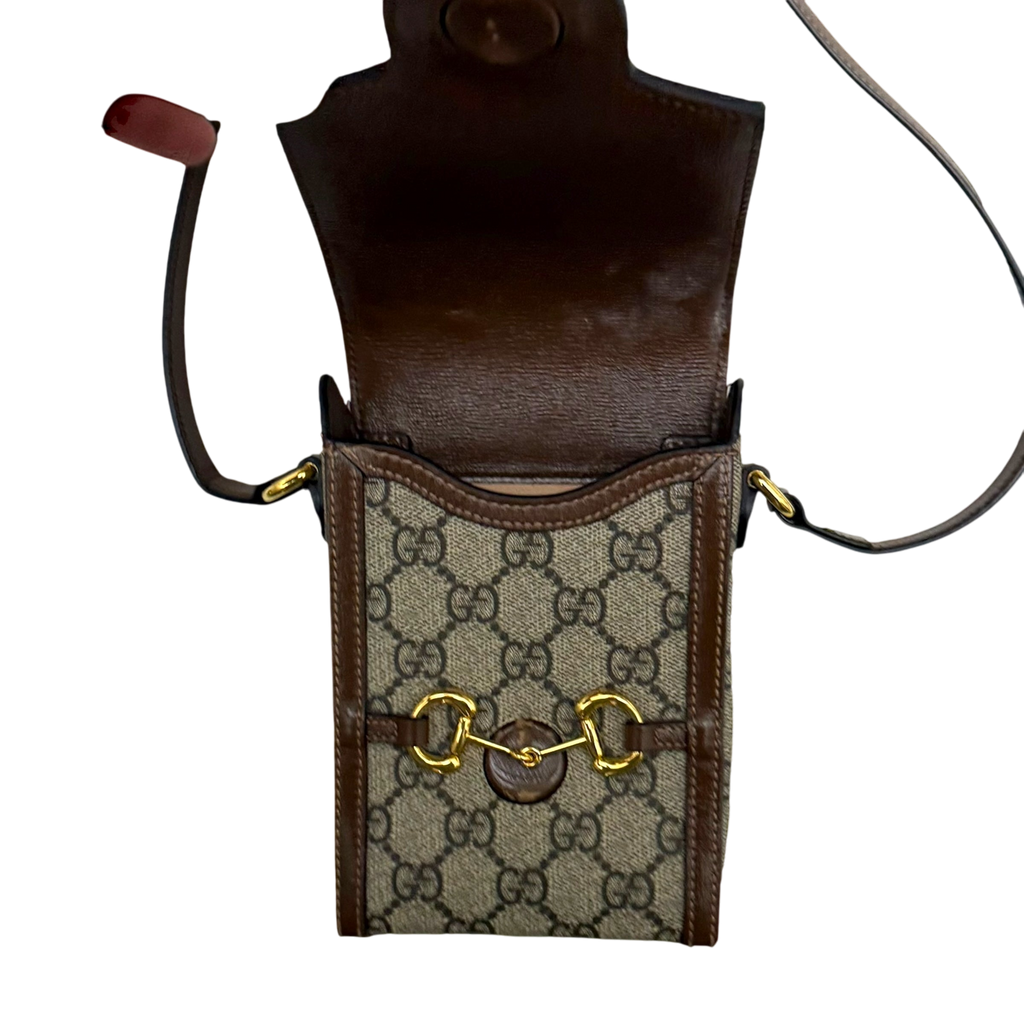 Gucci Horsebit 1955 Mini Leather Shoulder Bag Beige/Brown